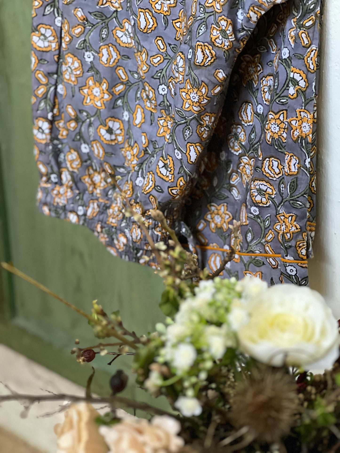 GRAY BLOCK PRINT LONG SLEEVE PAJAMAS