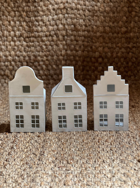 METALLIC HOUSE LANTERN WHITE CHRISTMAS ORNAMENT