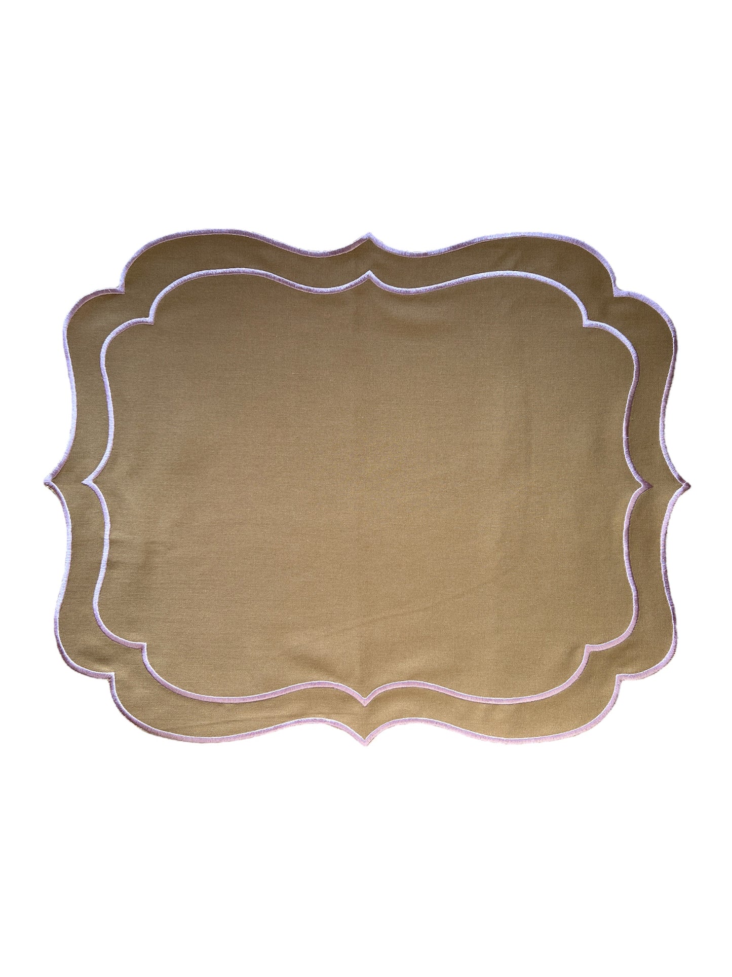 SET OF 2 PLAIN PLAIN TABLEMATS WITH SCALLOP, BROWN