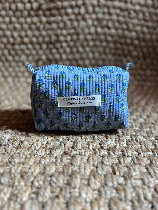 NEEDLE BAG BLOCK PRINT FLORAL COLOR BLUE GREEN