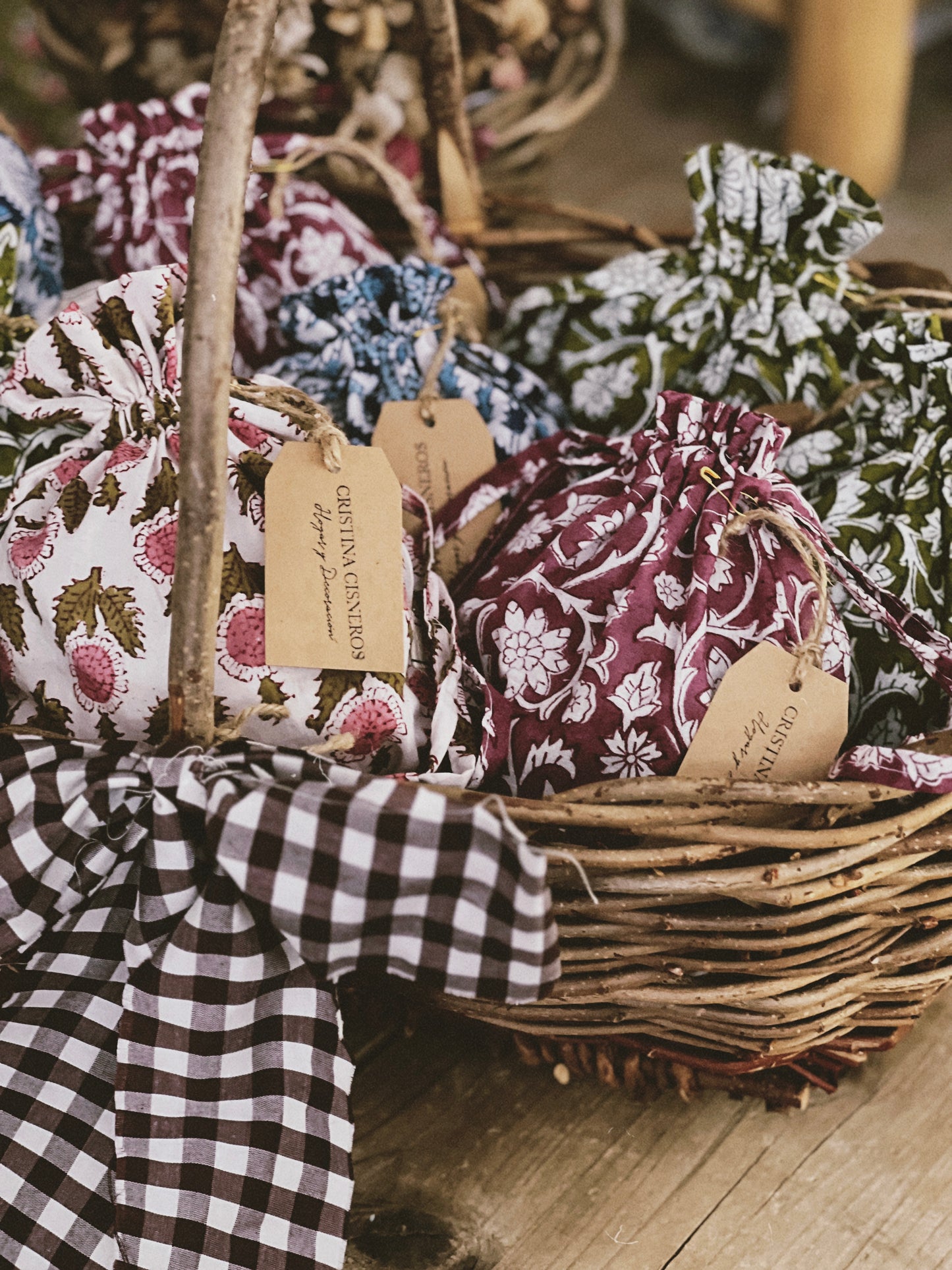 SMALL BLOCK PRINT FLORAL PINK BAG