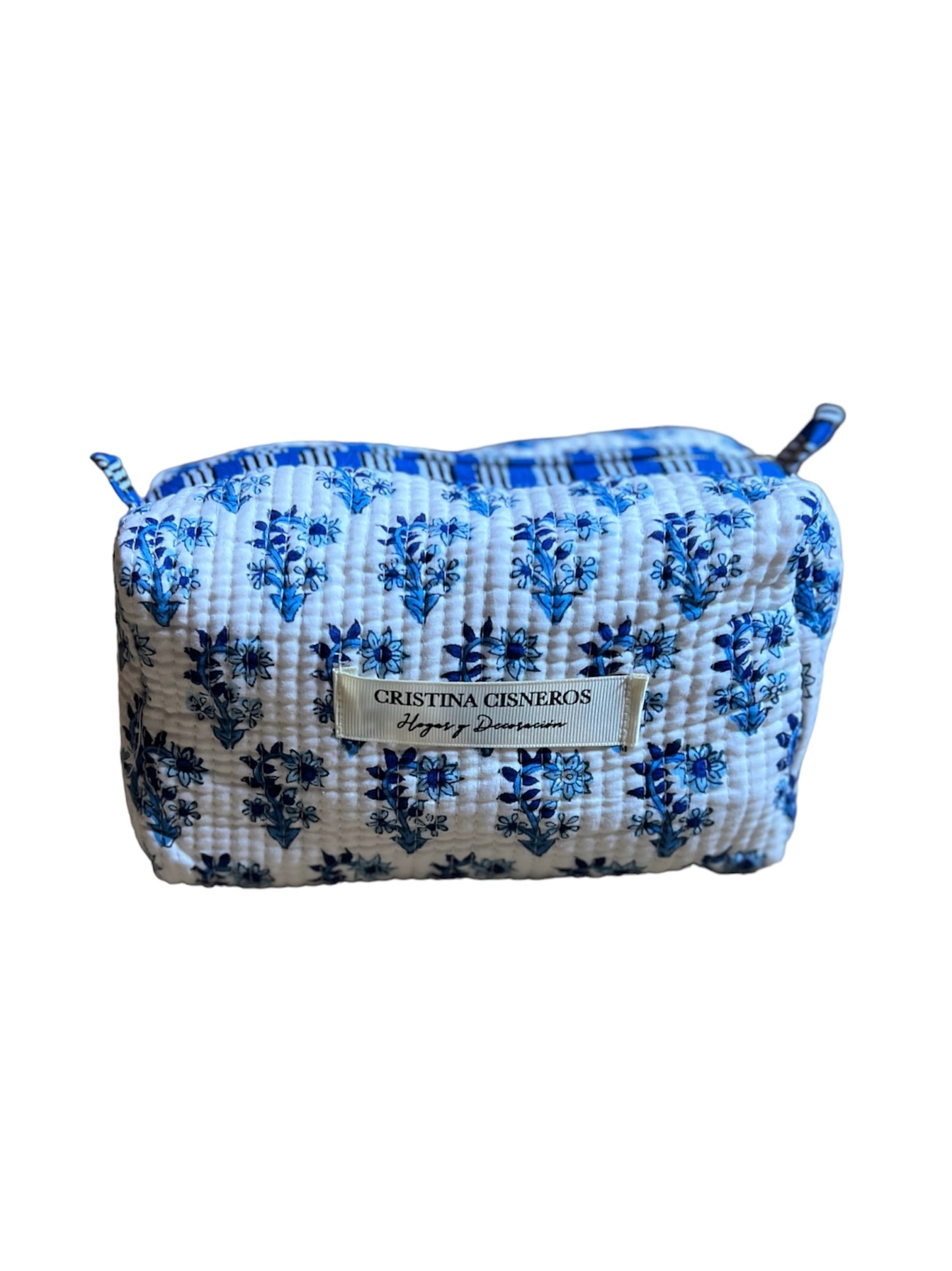 NEEDLE BAG BLOCK PRINT FLORAL COLOR WHITE BLUE
