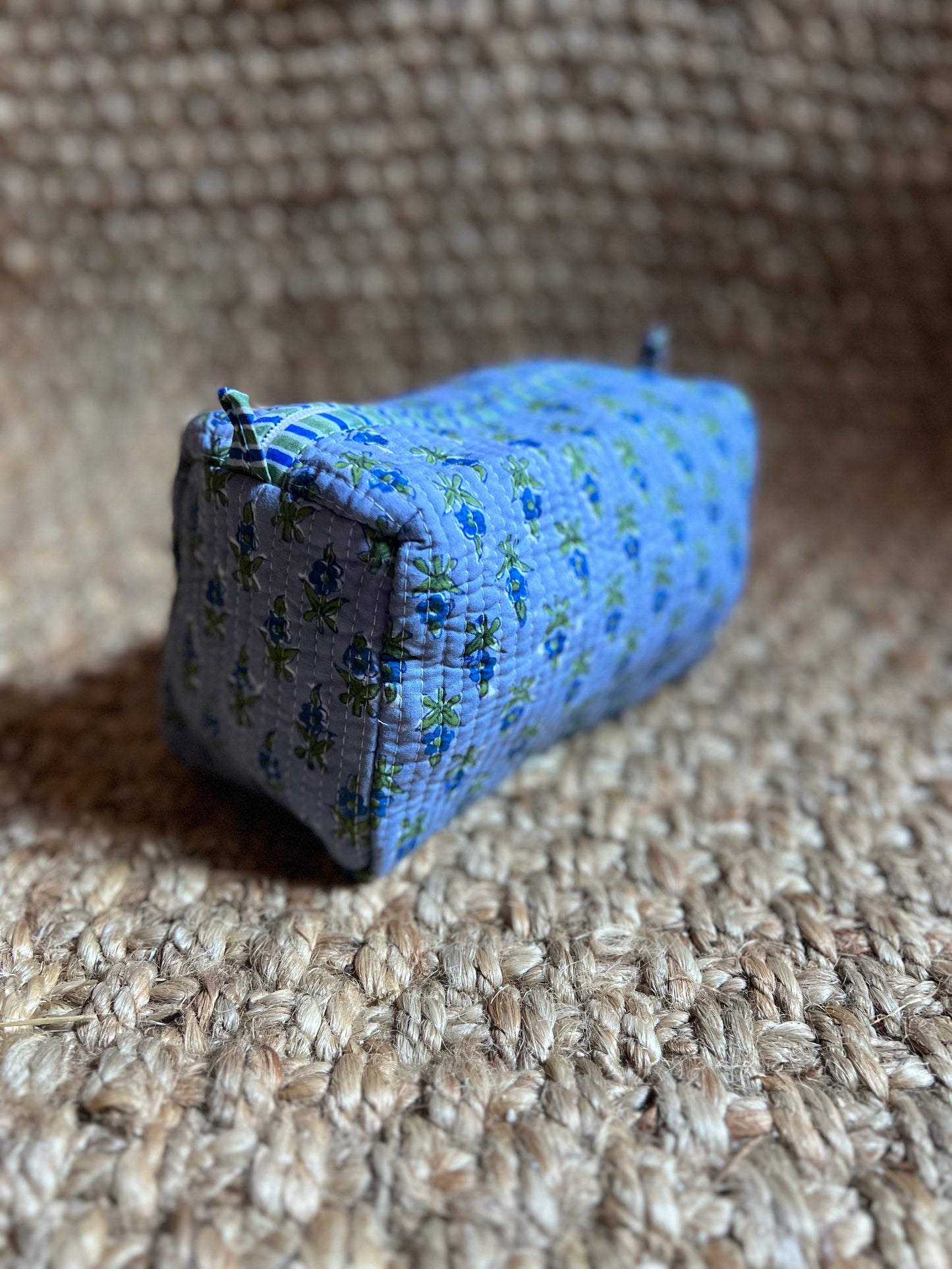 NEEDLE BAG BLOCK PRINT FLORAL COLOR BLUE GREEN