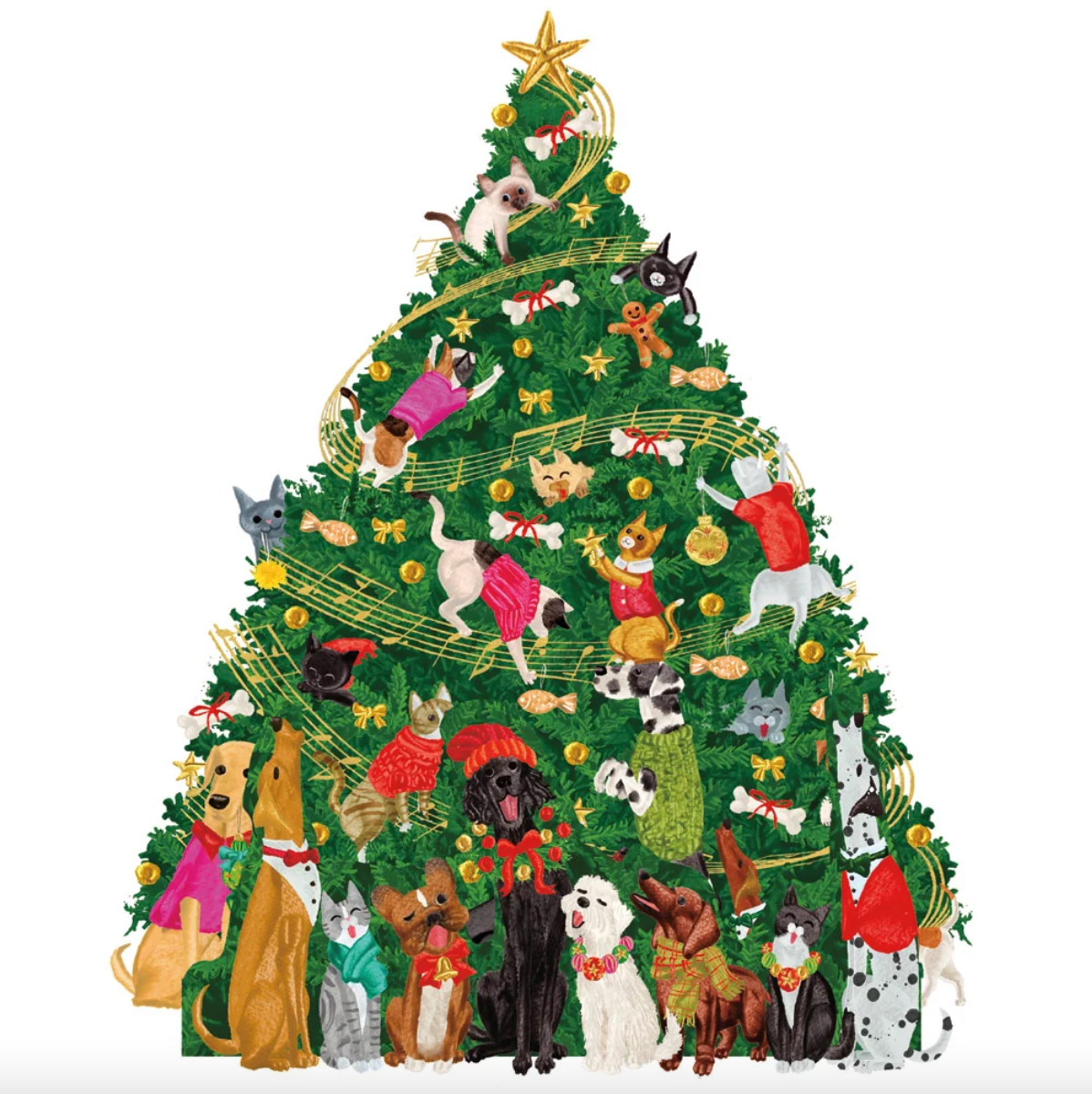 CALENDARIO DE ADVIENTO 3D CON ÁRBOL DE NAVIDAD Y MASCOTAS