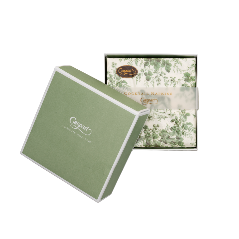 CAJA 40 SERVILLETAS DE PAPEL DE COCKTAIL HUNTING TOILE EVERGREEN
