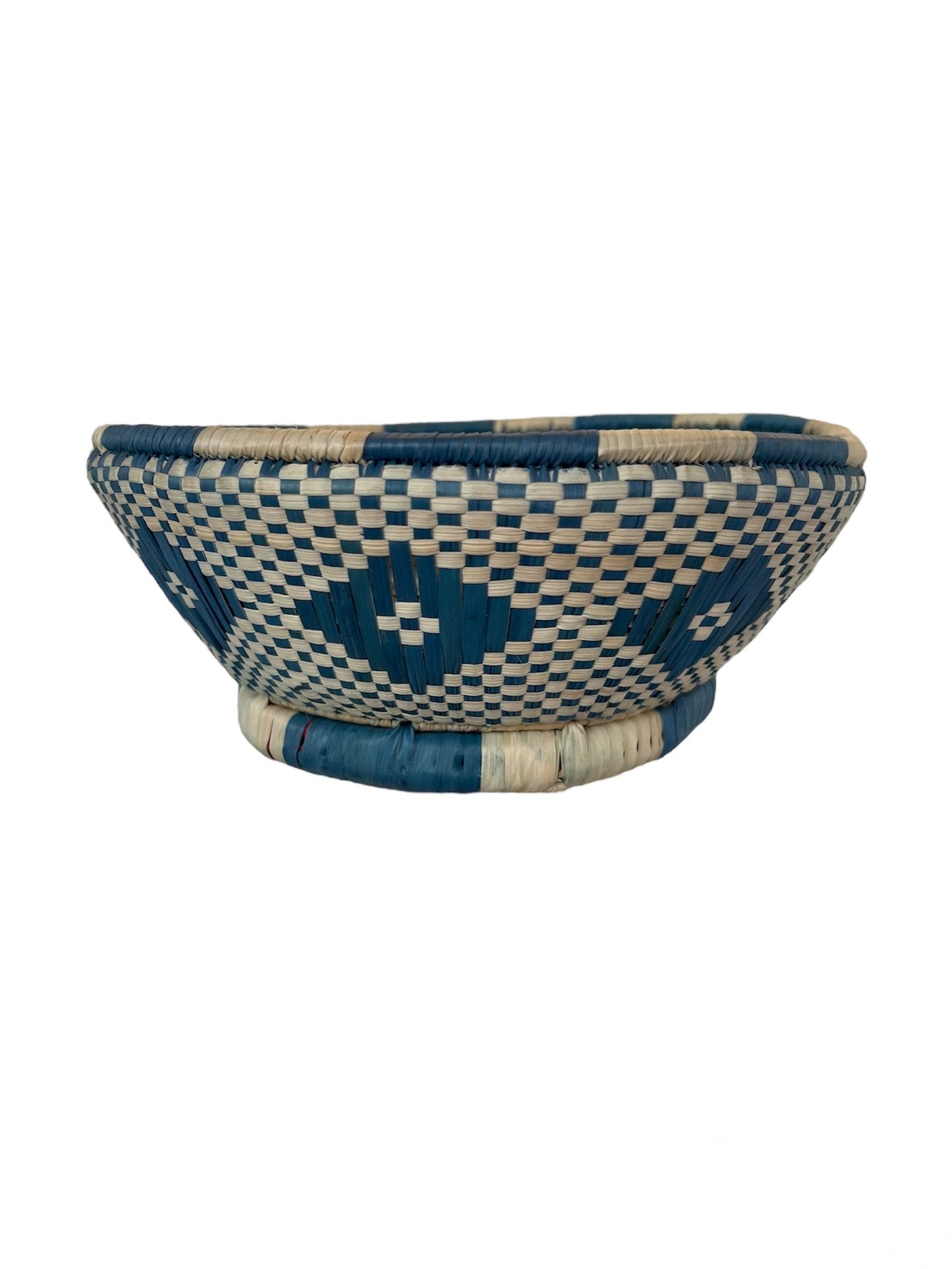 CESTO DE PALMA VERDE AZUL