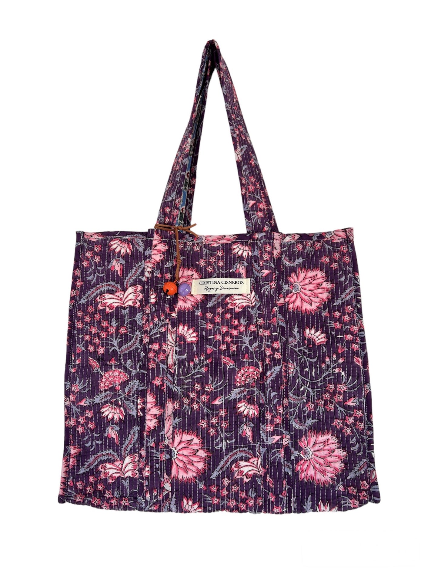 PURPLE FLORAL BLOCK PRINT BAG