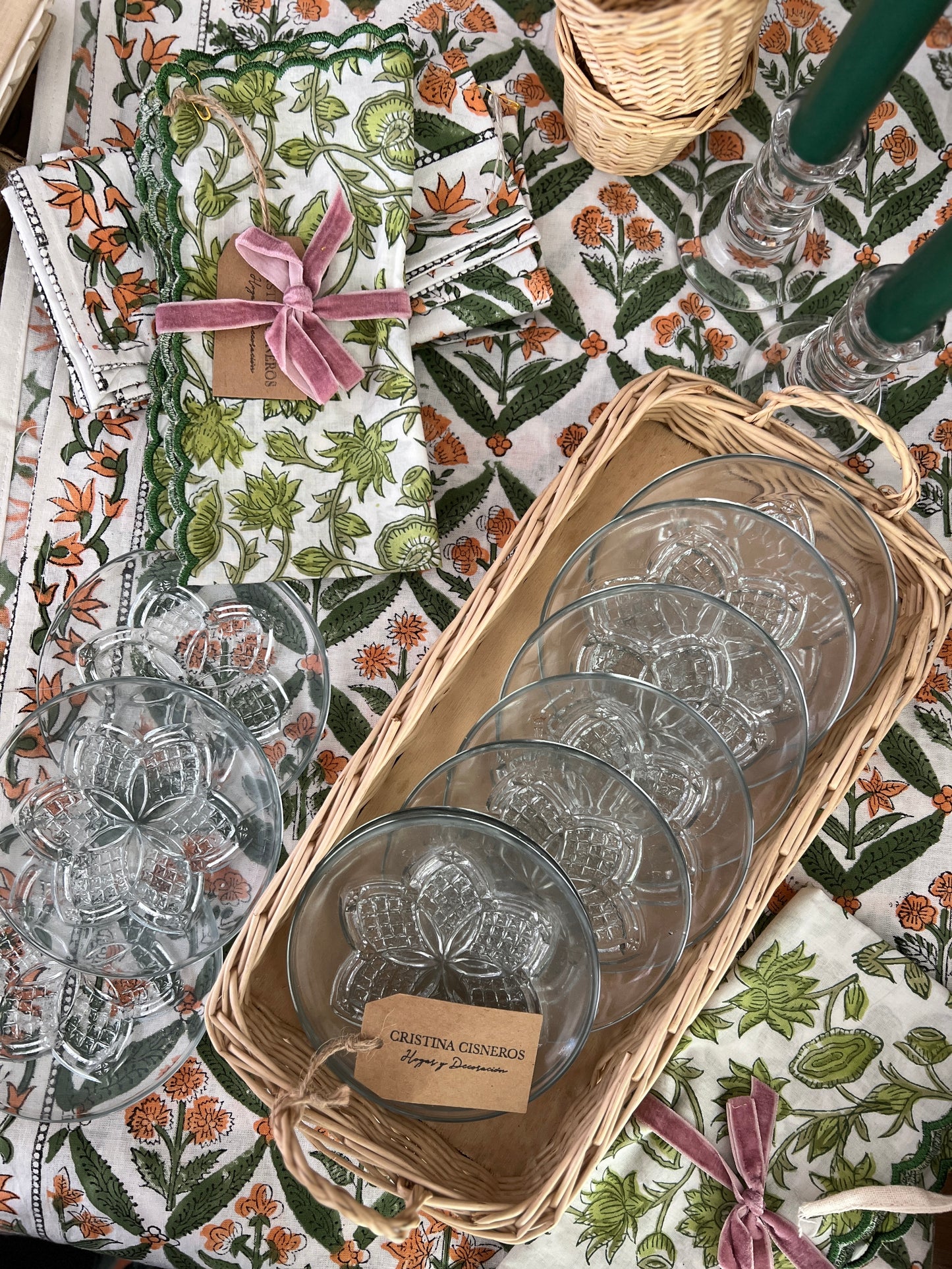 RUSTIC CARVED GLASS BREAD PLATE