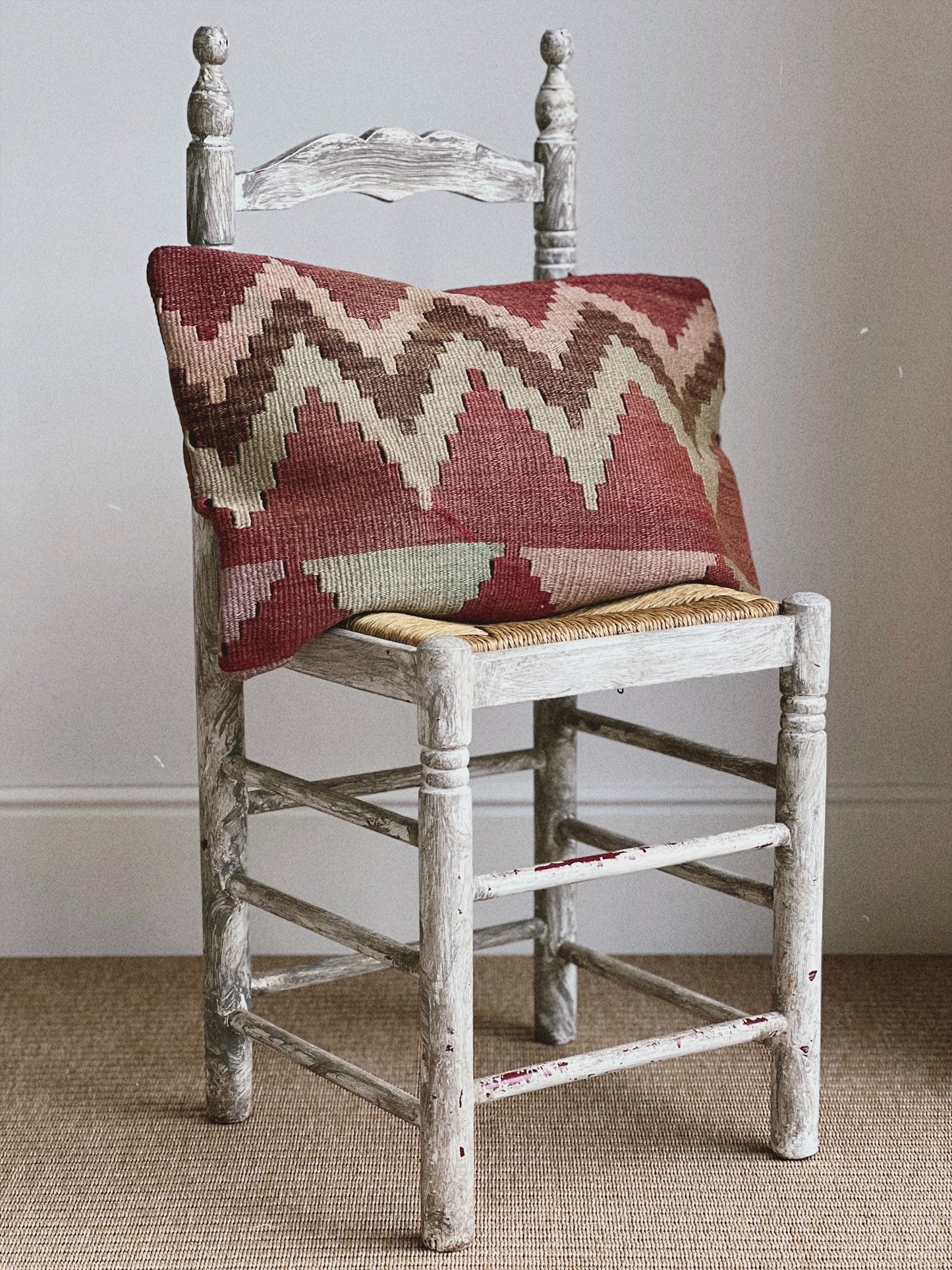 CORAL BRONZE FLORAL BLOCK PRINT RUFFLE CUSHION