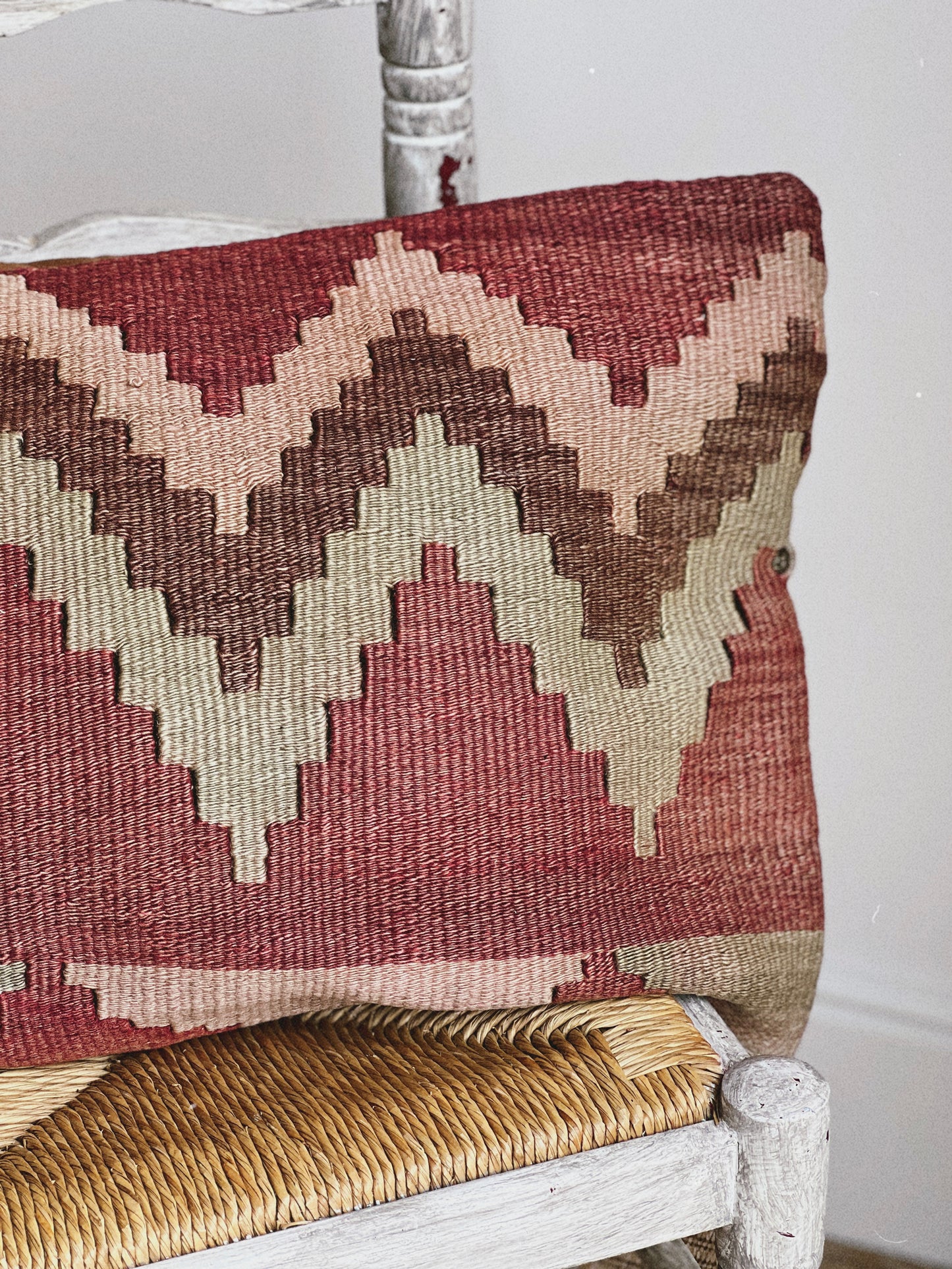 CORAL BRONZE FLORAL BLOCK PRINT RUFFLE CUSHION