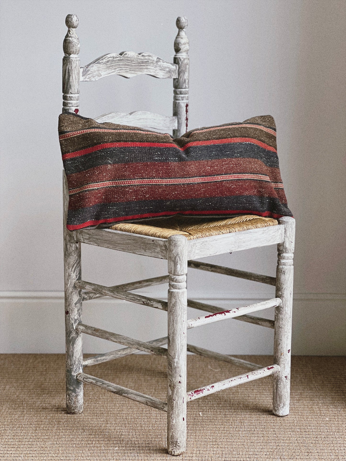 CORAL BRONZE FLORAL BLOCK PRINT RUFFLE CUSHION