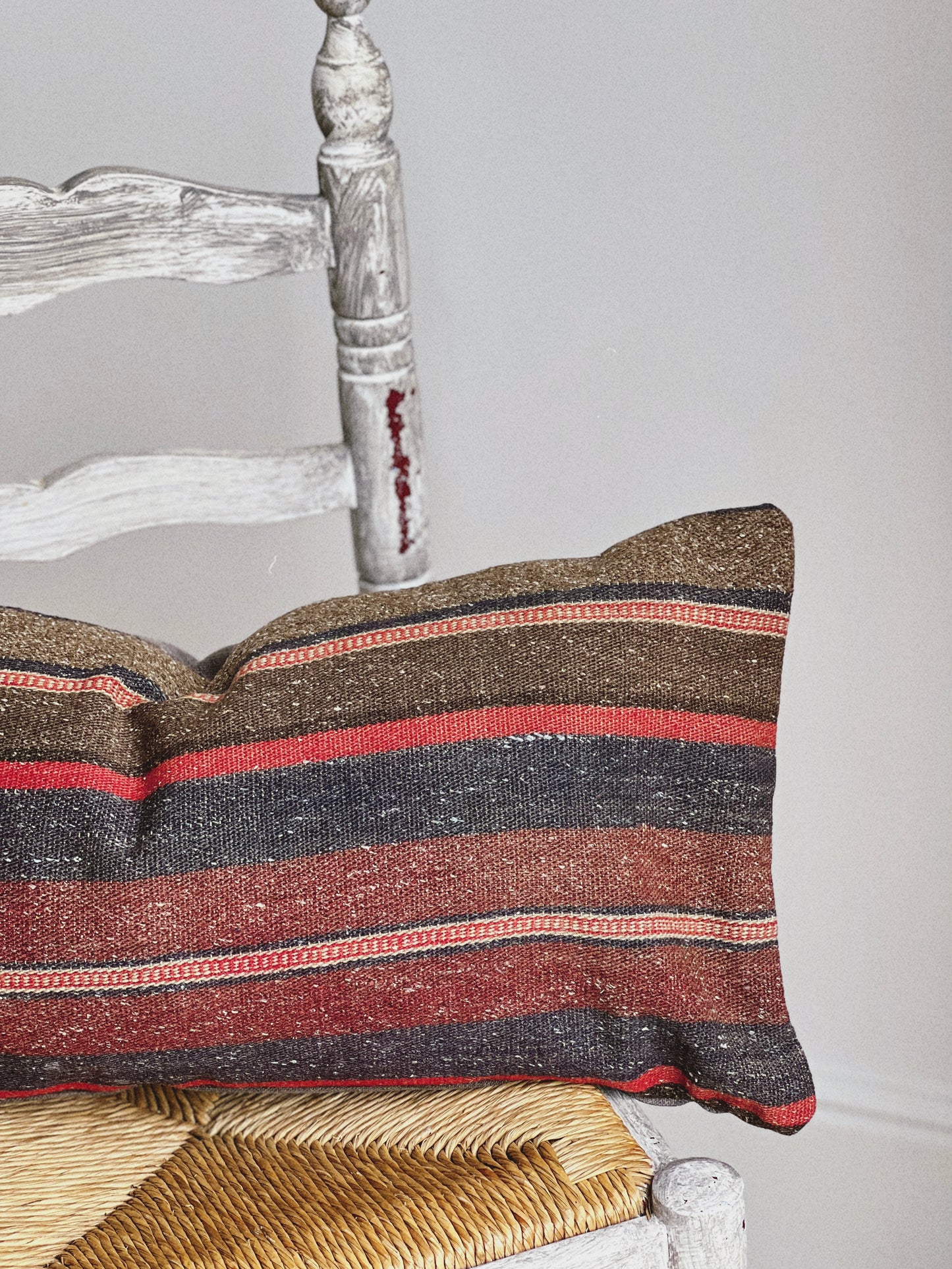 CORAL BRONZE FLORAL BLOCK PRINT RUFFLE CUSHION