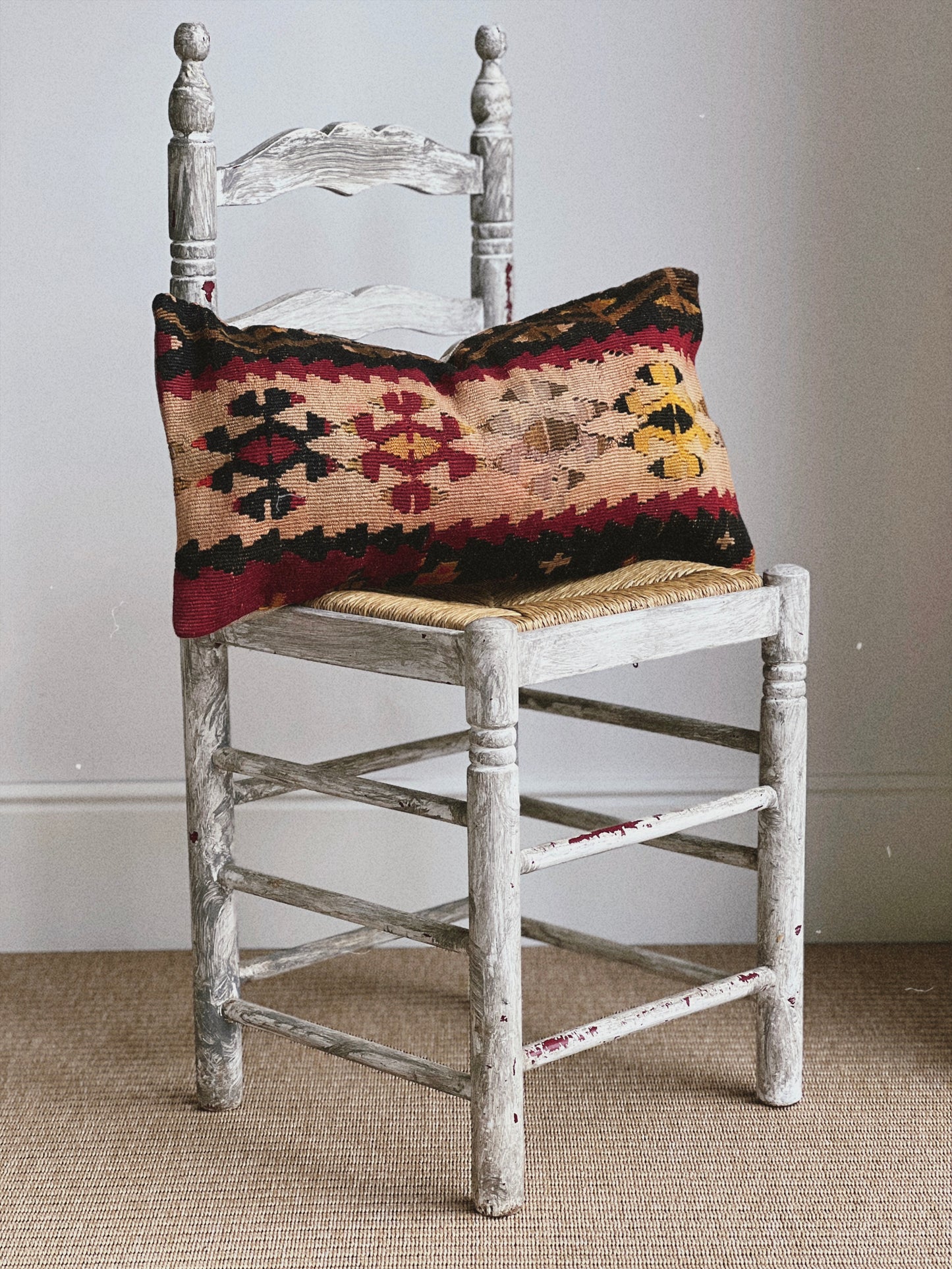 CORAL BRONZE FLORAL BLOCK PRINT RUFFLE CUSHION