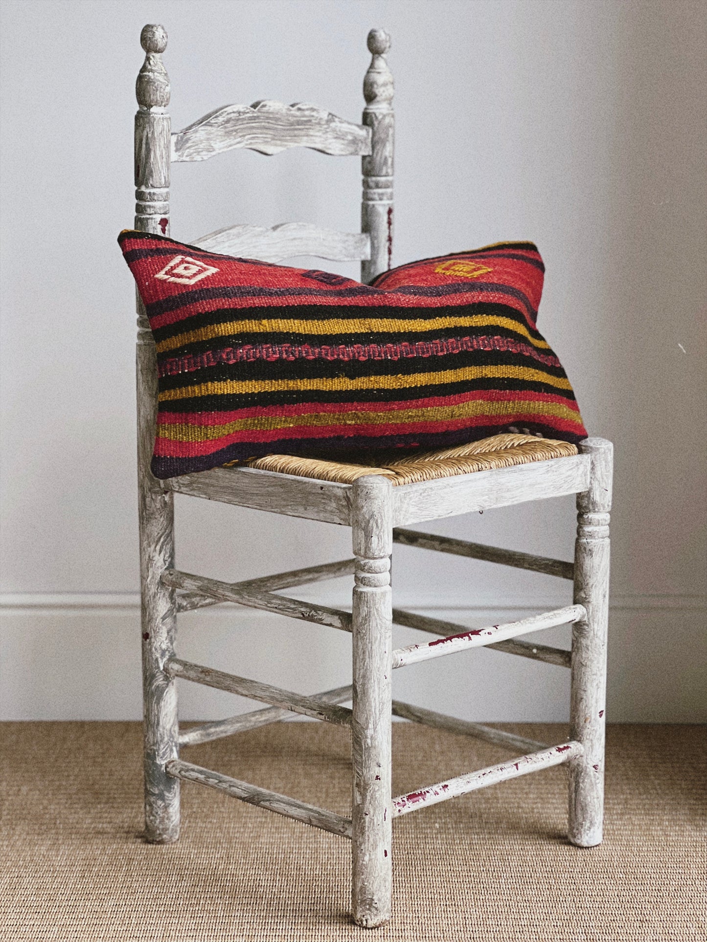 CORAL BRONZE FLORAL BLOCK PRINT RUFFLE CUSHION