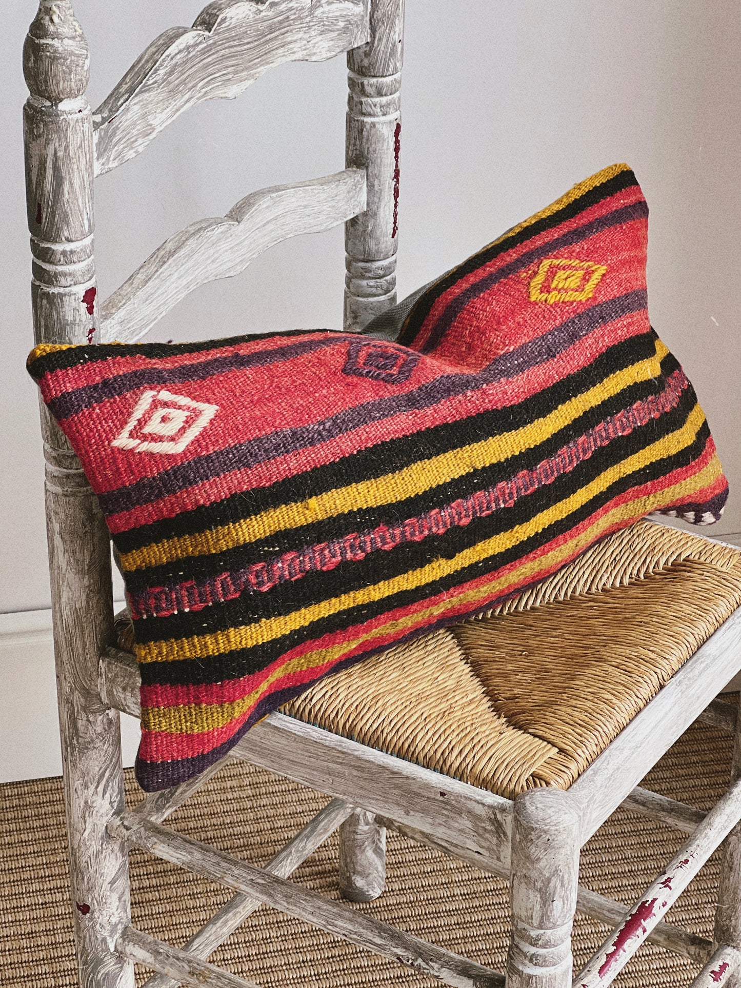 CORAL BRONZE FLORAL BLOCK PRINT RUFFLE CUSHION