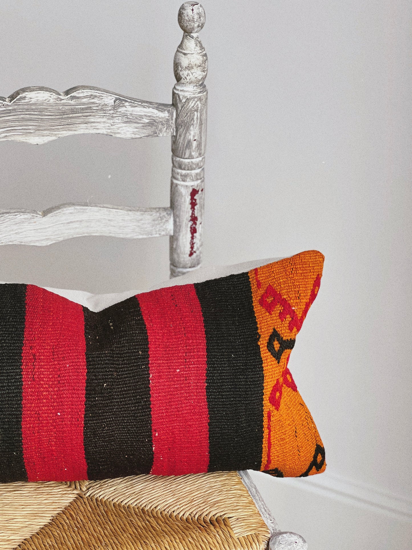 CORAL BRONZE FLORAL BLOCK PRINT RUFFLE CUSHION