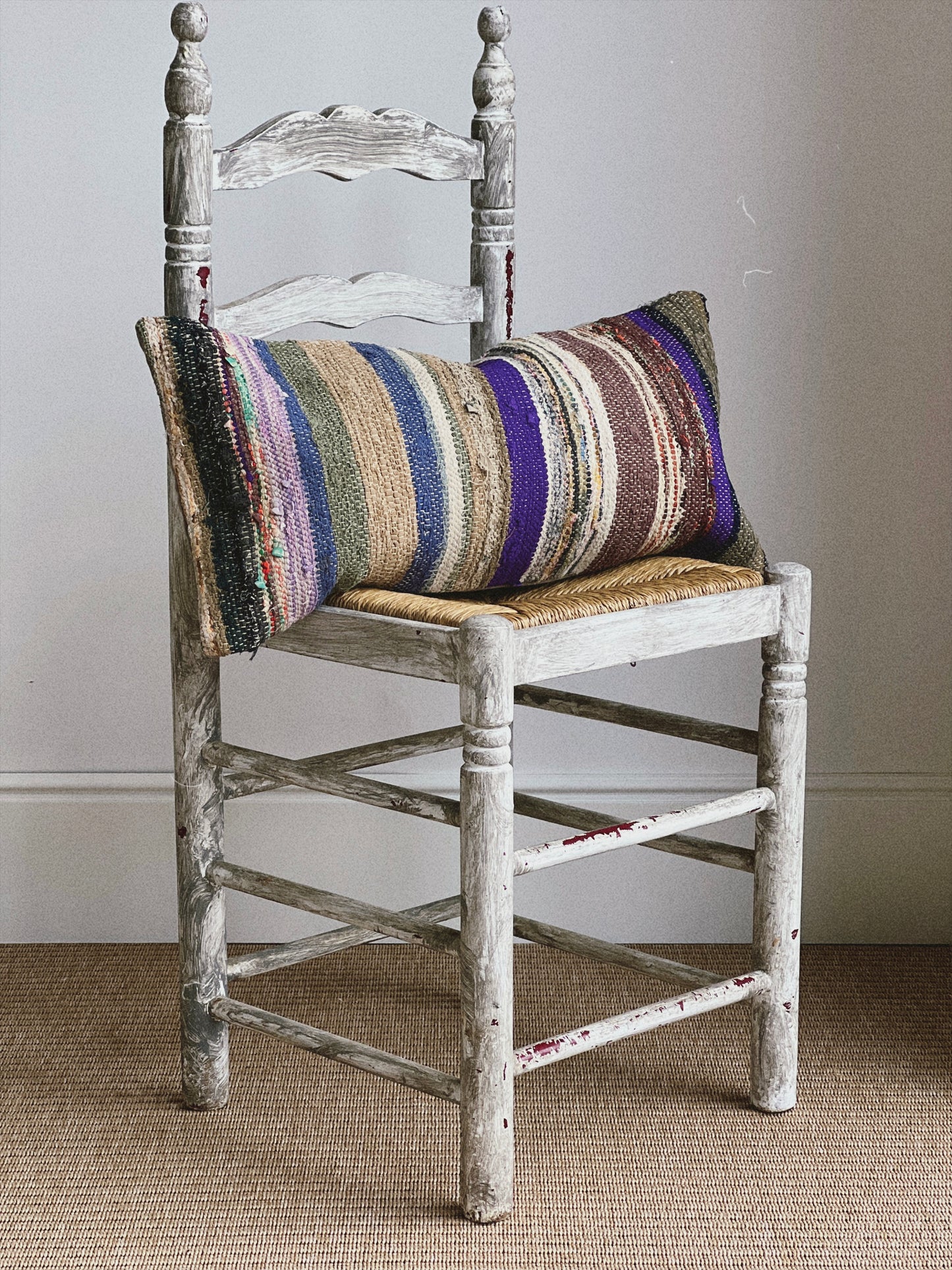 CORAL BRONZE FLORAL BLOCK PRINT RUFFLE CUSHION