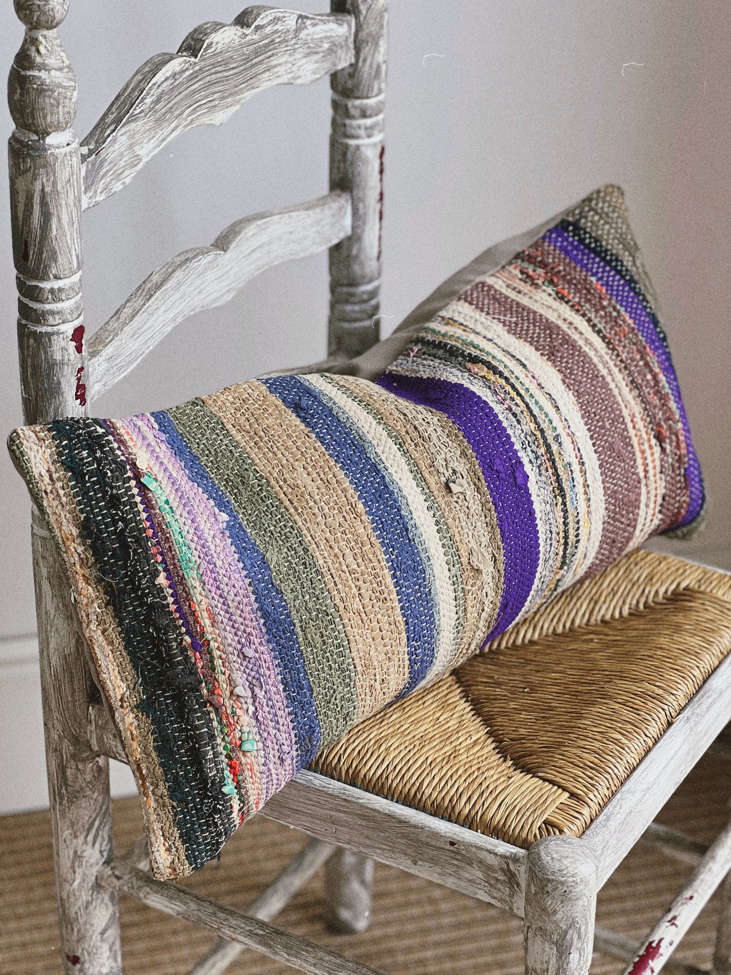 CORAL BRONZE FLORAL BLOCK PRINT RUFFLE CUSHION