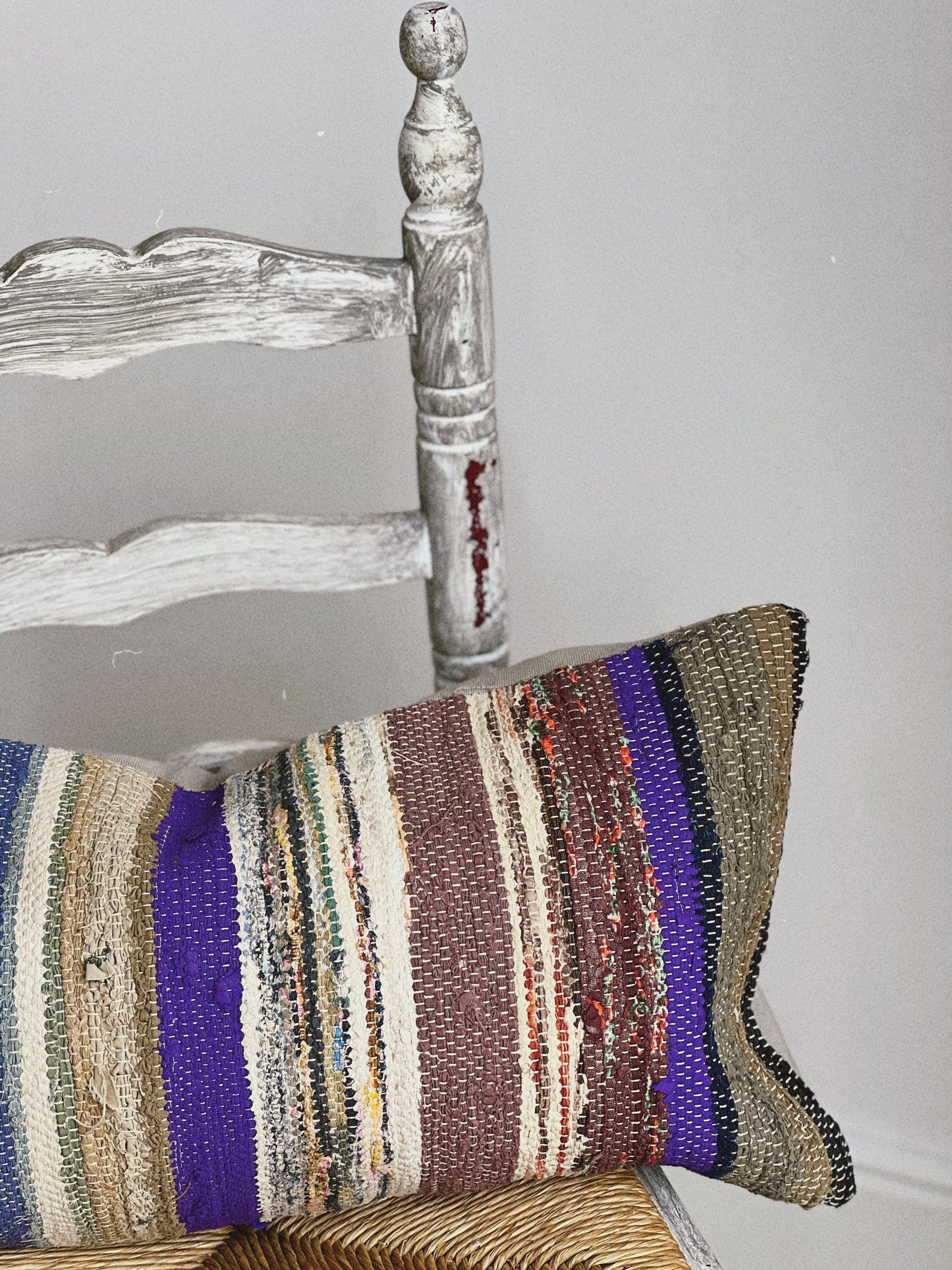 CORAL BRONZE FLORAL BLOCK PRINT RUFFLE CUSHION