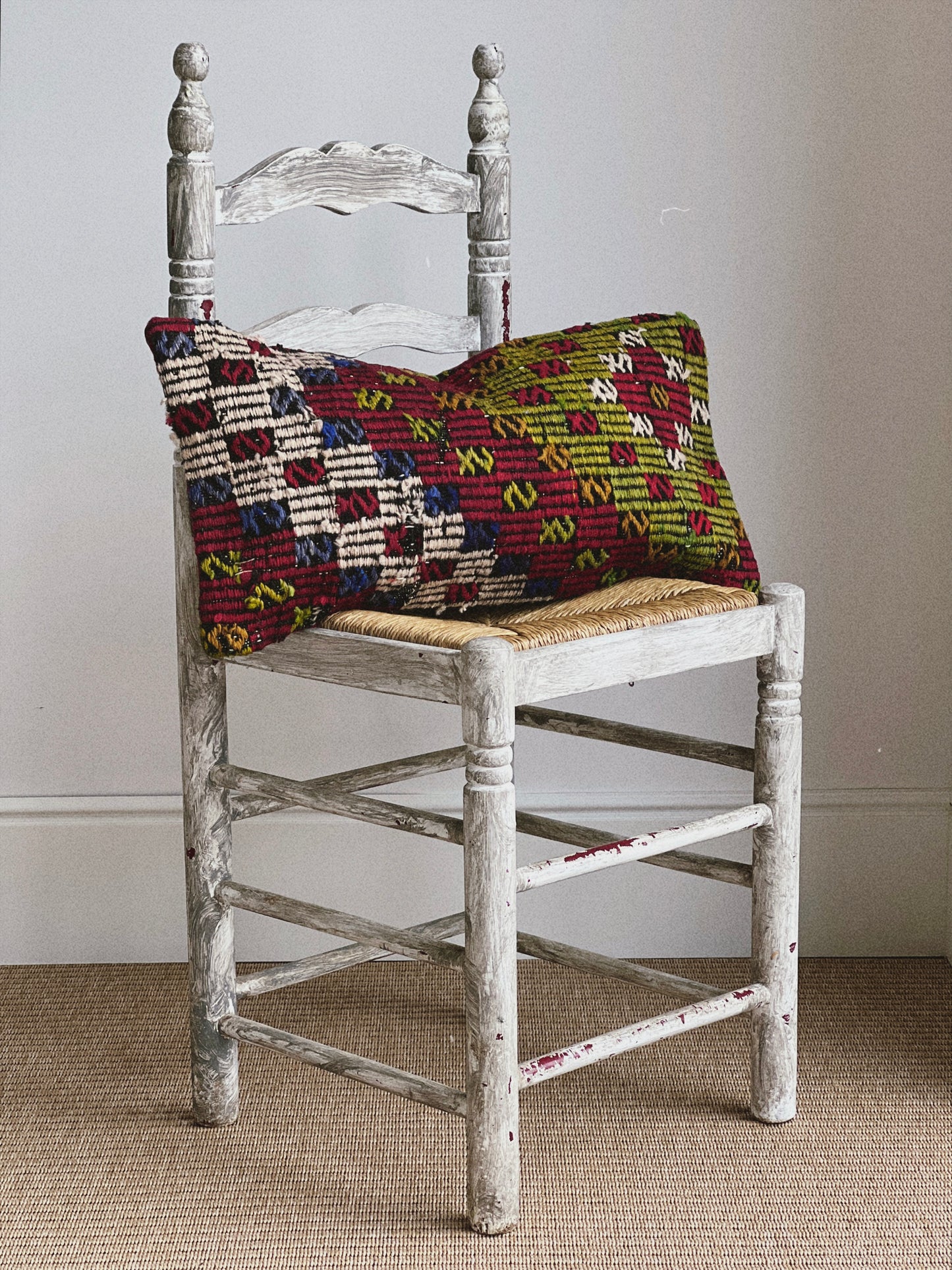 CORAL BRONZE FLORAL BLOCK PRINT RUFFLE CUSHION