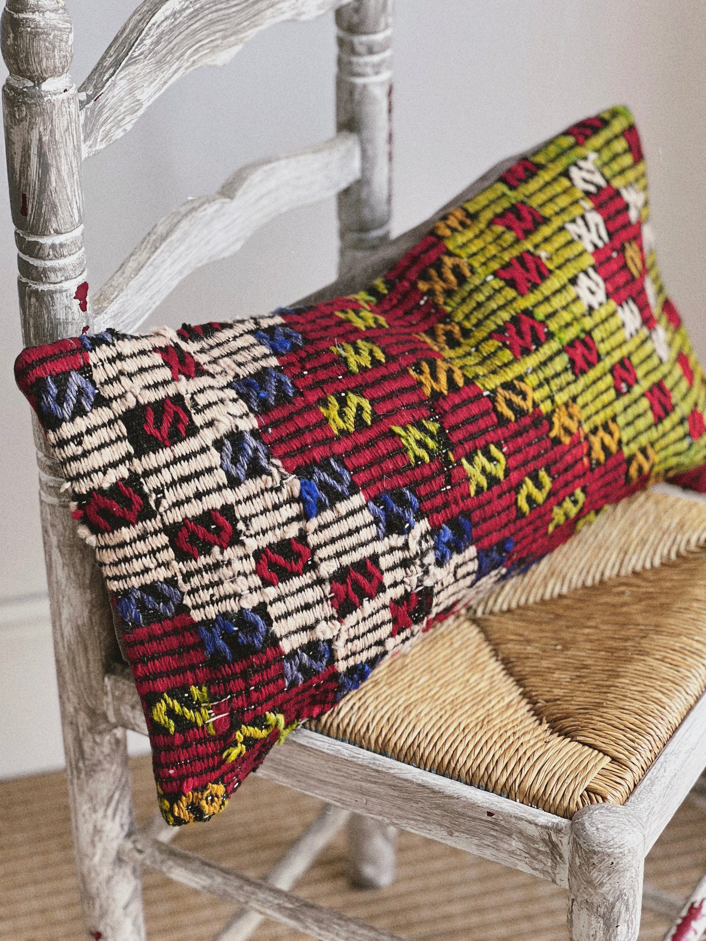 CORAL BRONZE FLORAL BLOCK PRINT RUFFLE CUSHION