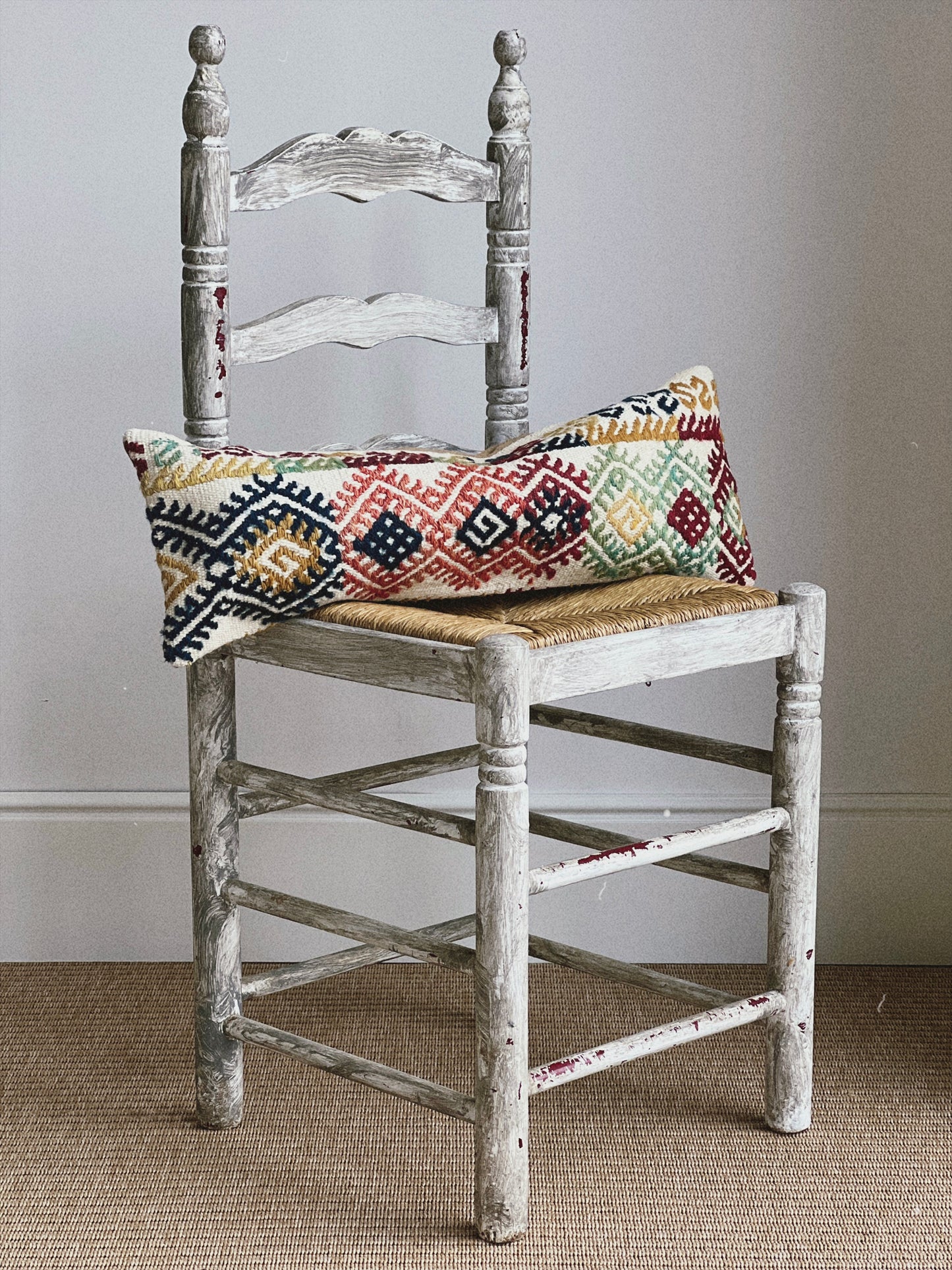 CORAL BRONZE FLORAL BLOCK PRINT RUFFLE CUSHION