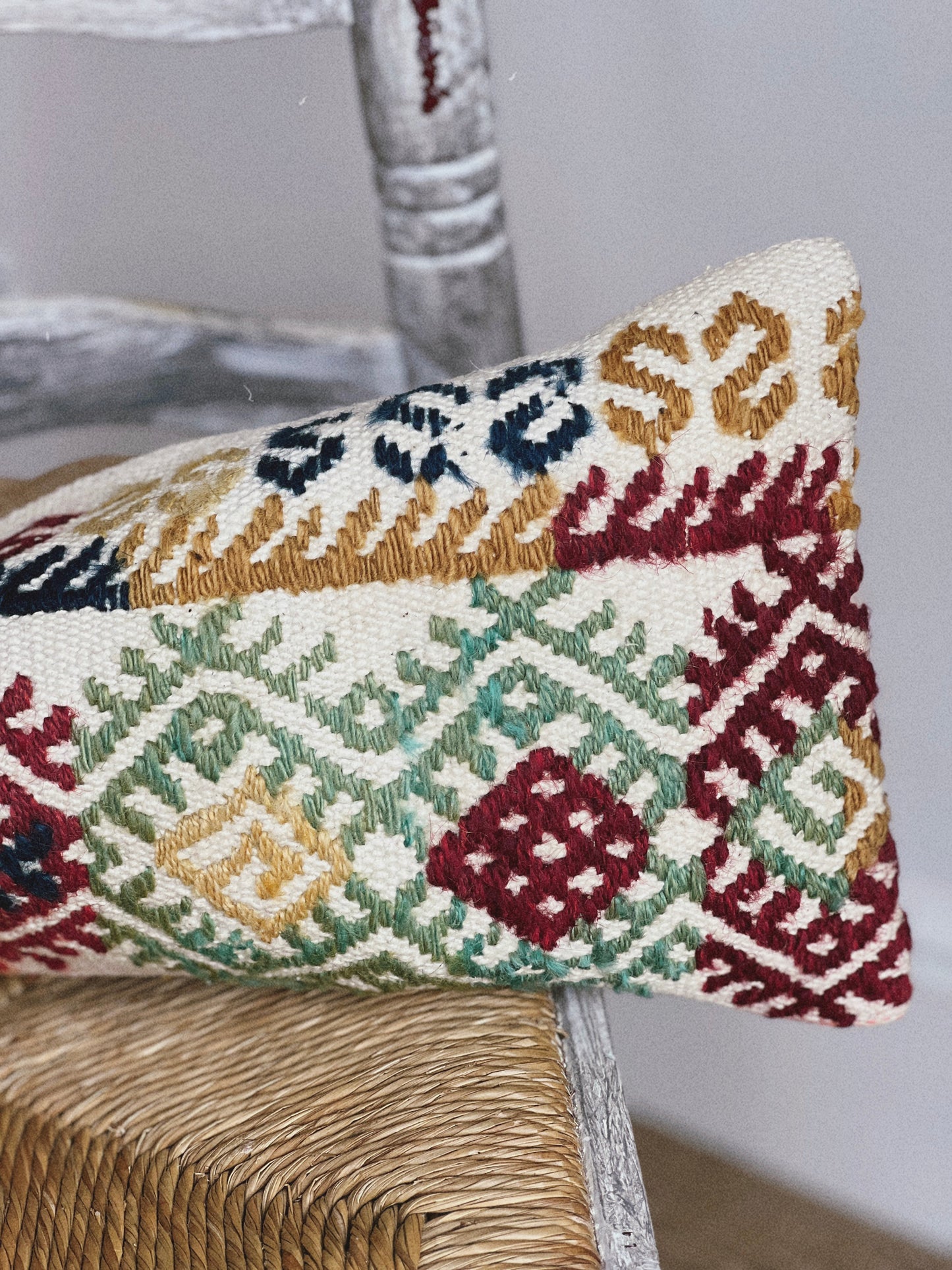 CORAL BRONZE FLORAL BLOCK PRINT RUFFLE CUSHION