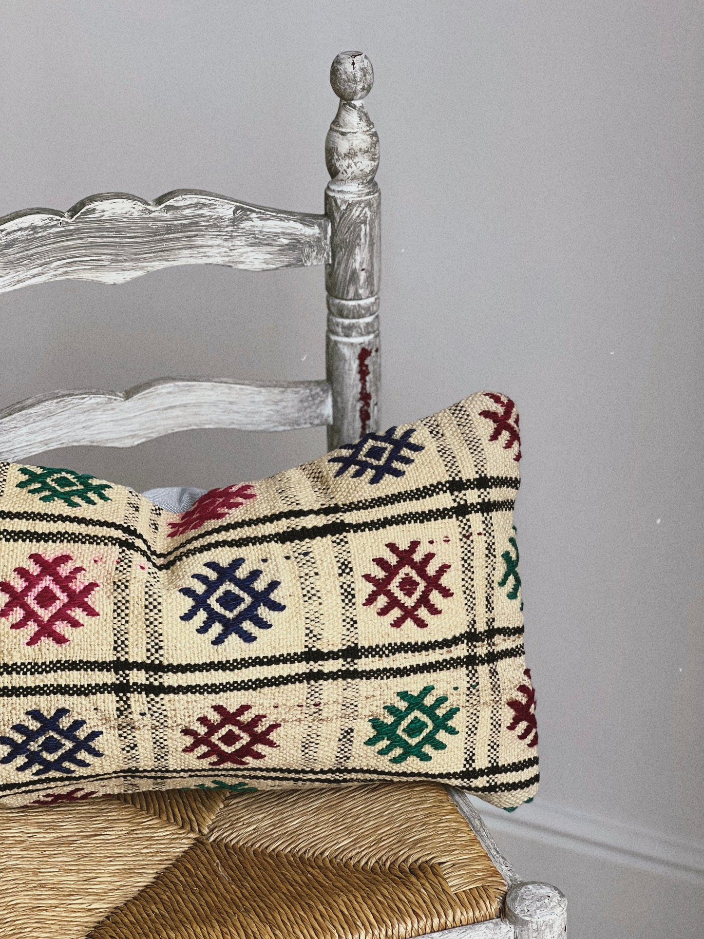 CORAL BRONZE FLORAL BLOCK PRINT RUFFLE CUSHION