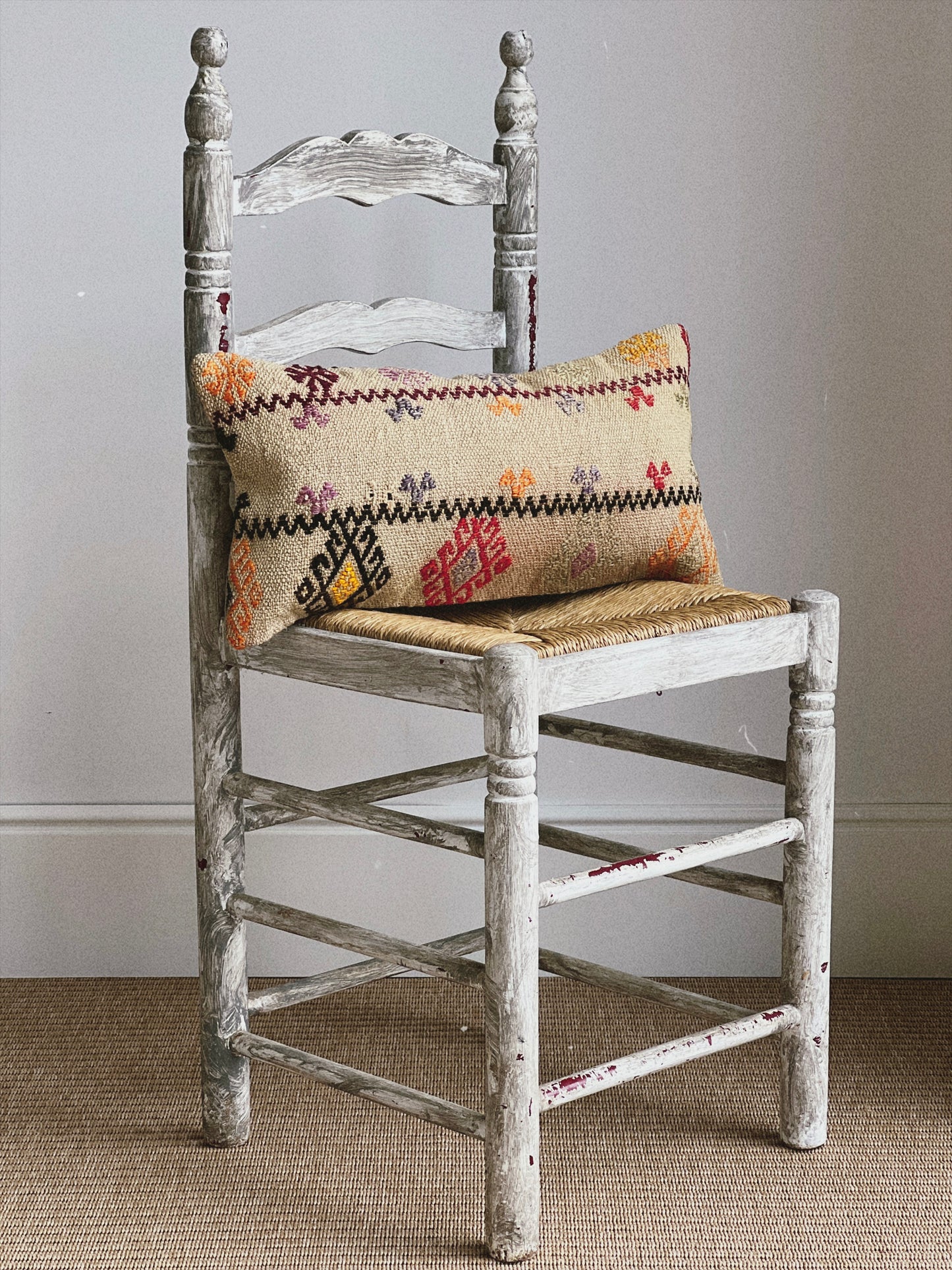 CORAL BRONZE FLORAL BLOCK PRINT RUFFLE CUSHION