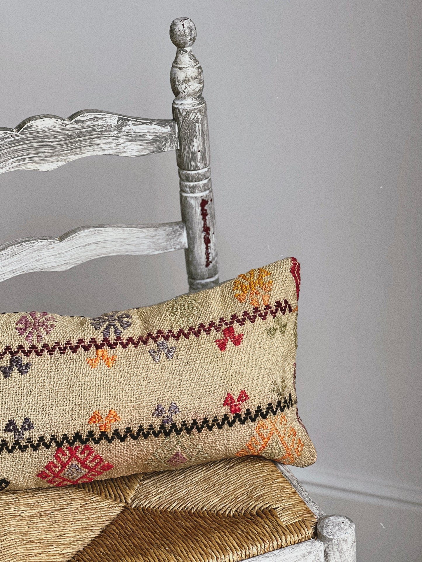 CORAL BRONZE FLORAL BLOCK PRINT RUFFLE CUSHION