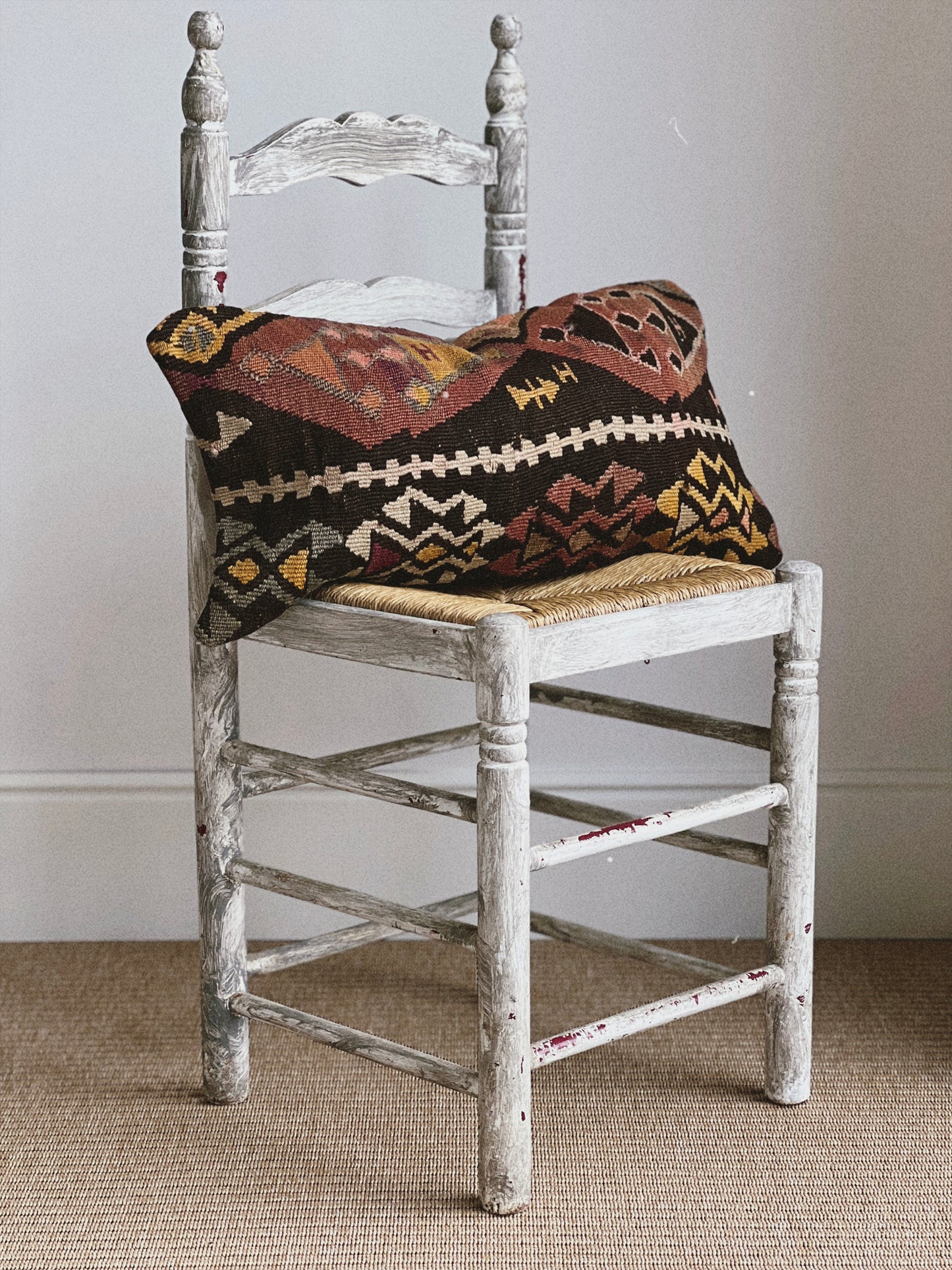 CORAL BRONZE FLORAL BLOCK PRINT RUFFLE CUSHION