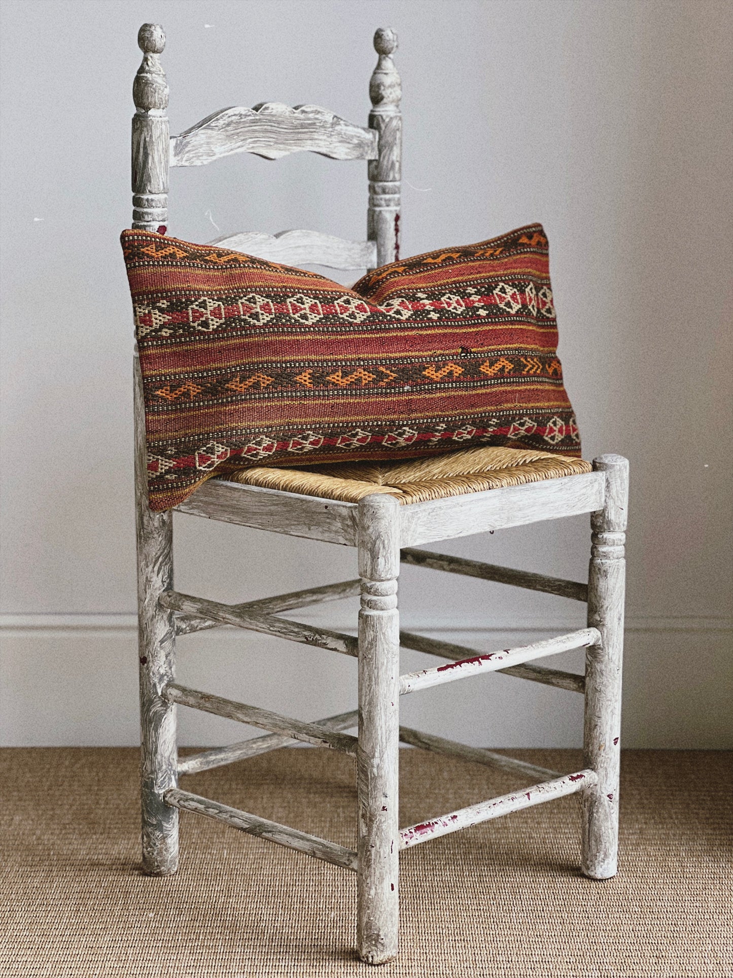 CORAL BRONZE FLORAL BLOCK PRINT RUFFLE CUSHION