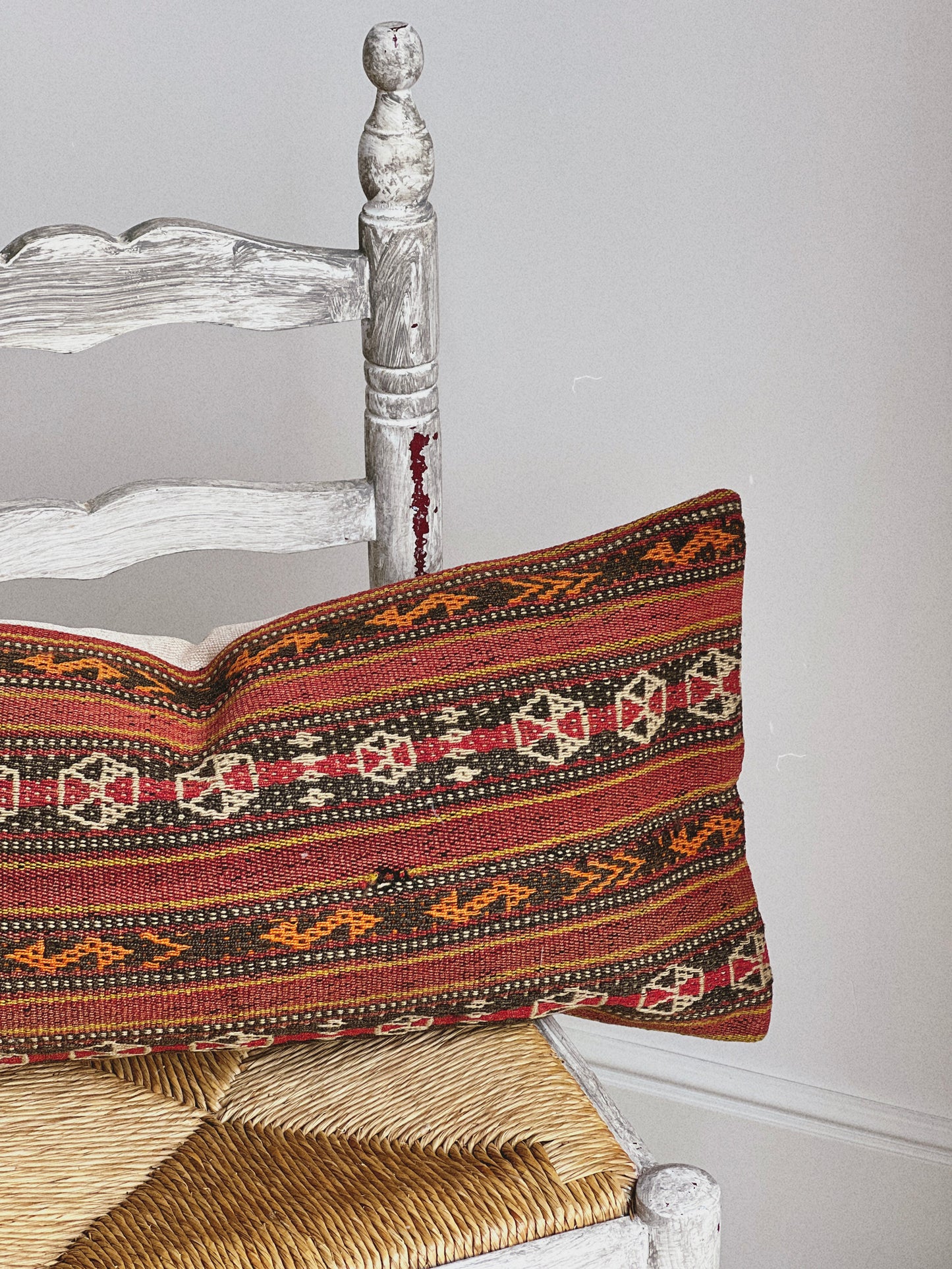 CORAL BRONZE FLORAL BLOCK PRINT RUFFLE CUSHION