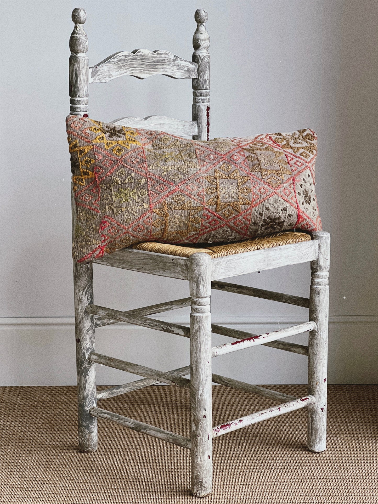 CORAL BRONZE FLORAL BLOCK PRINT RUFFLE CUSHION