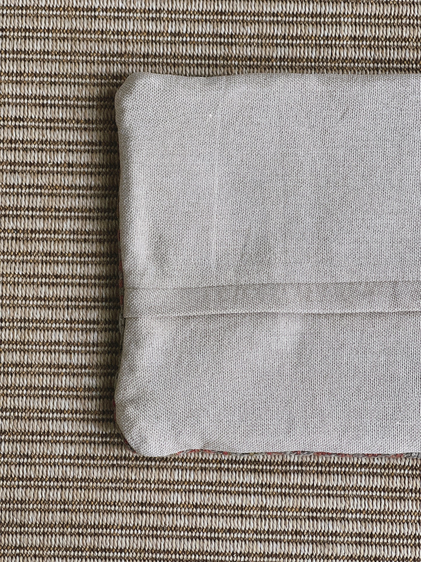 CORAL BRONZE FLORAL BLOCK PRINT RUFFLE CUSHION