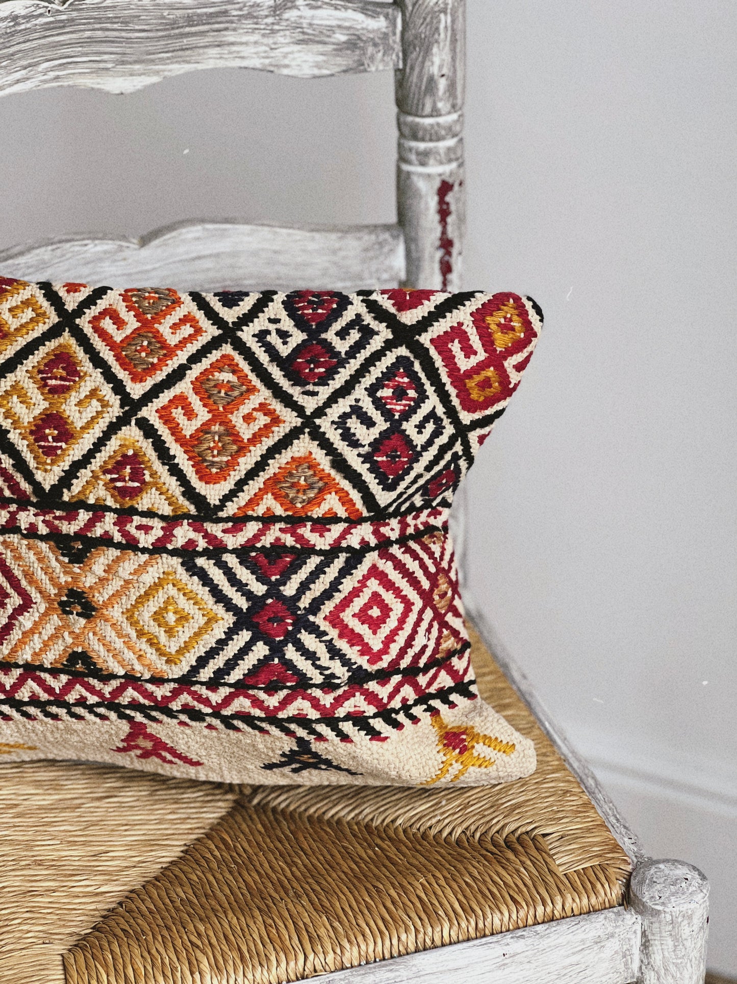 CORAL BRONZE FLORAL BLOCK PRINT RUFFLE CUSHION