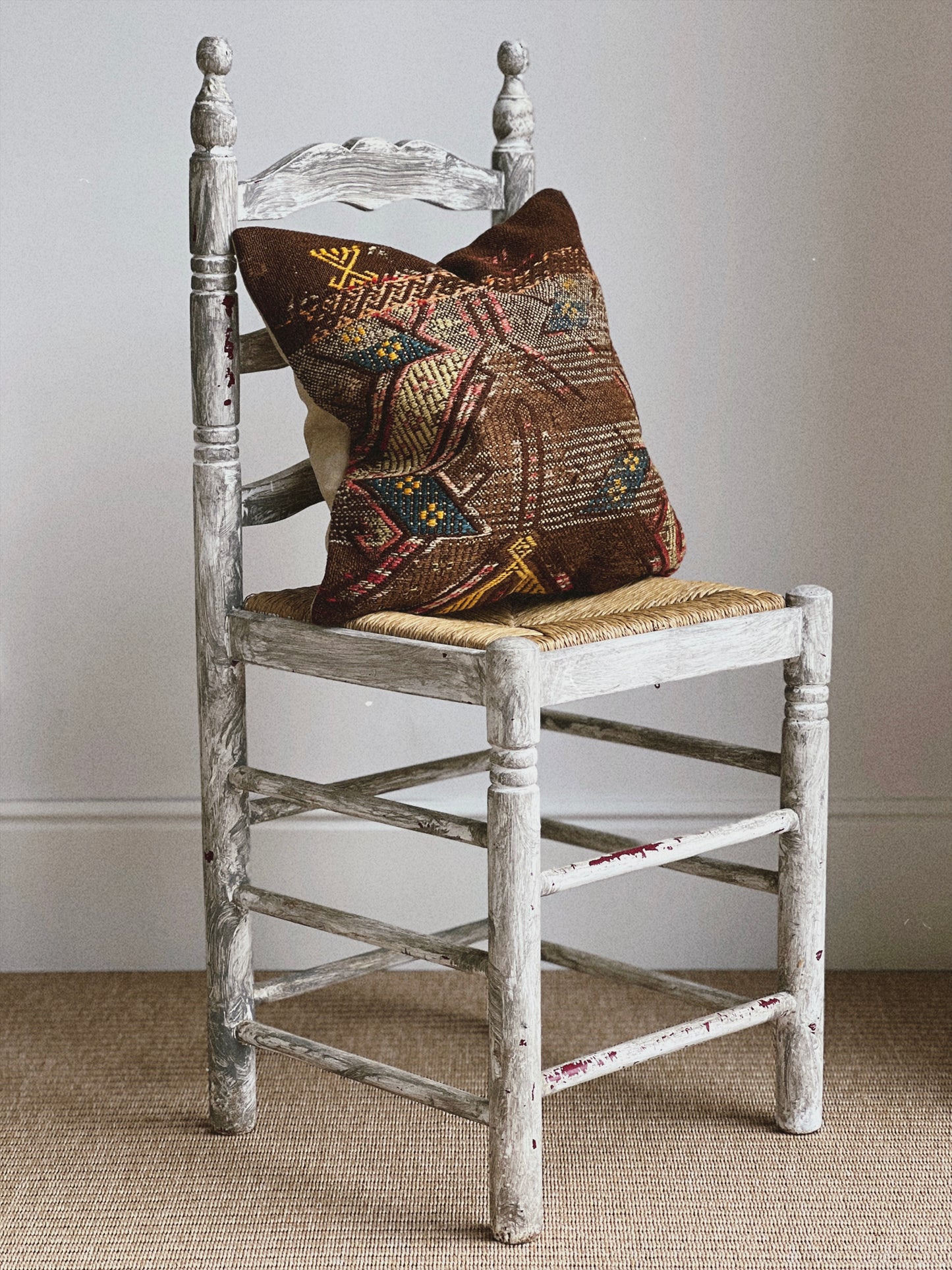 CORAL BRONZE FLORAL BLOCK PRINT RUFFLE CUSHION