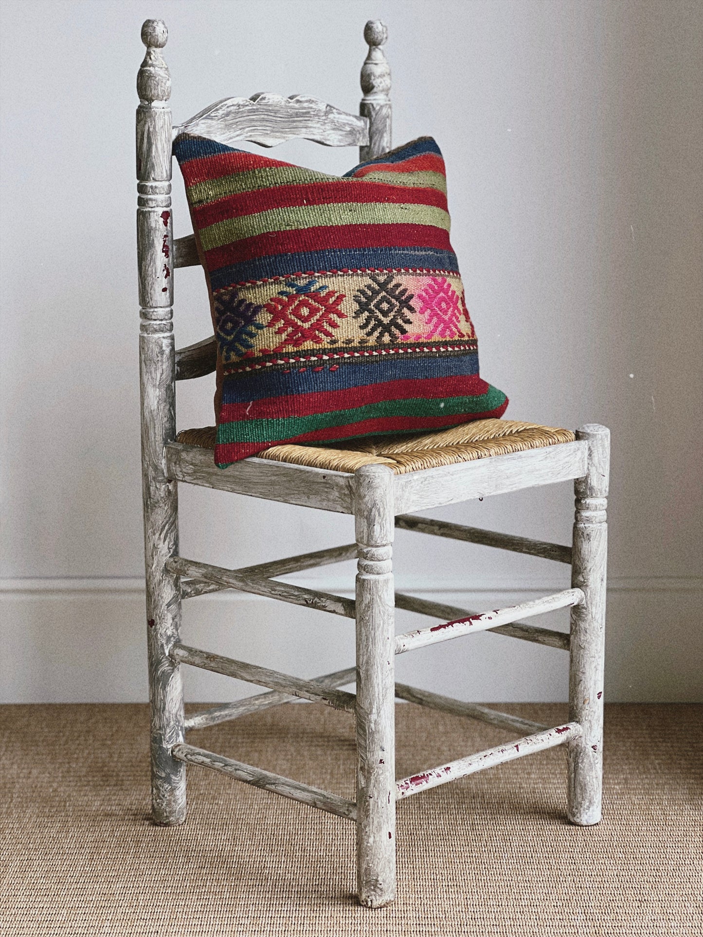 CORAL BRONZE FLORAL BLOCK PRINT RUFFLE CUSHION