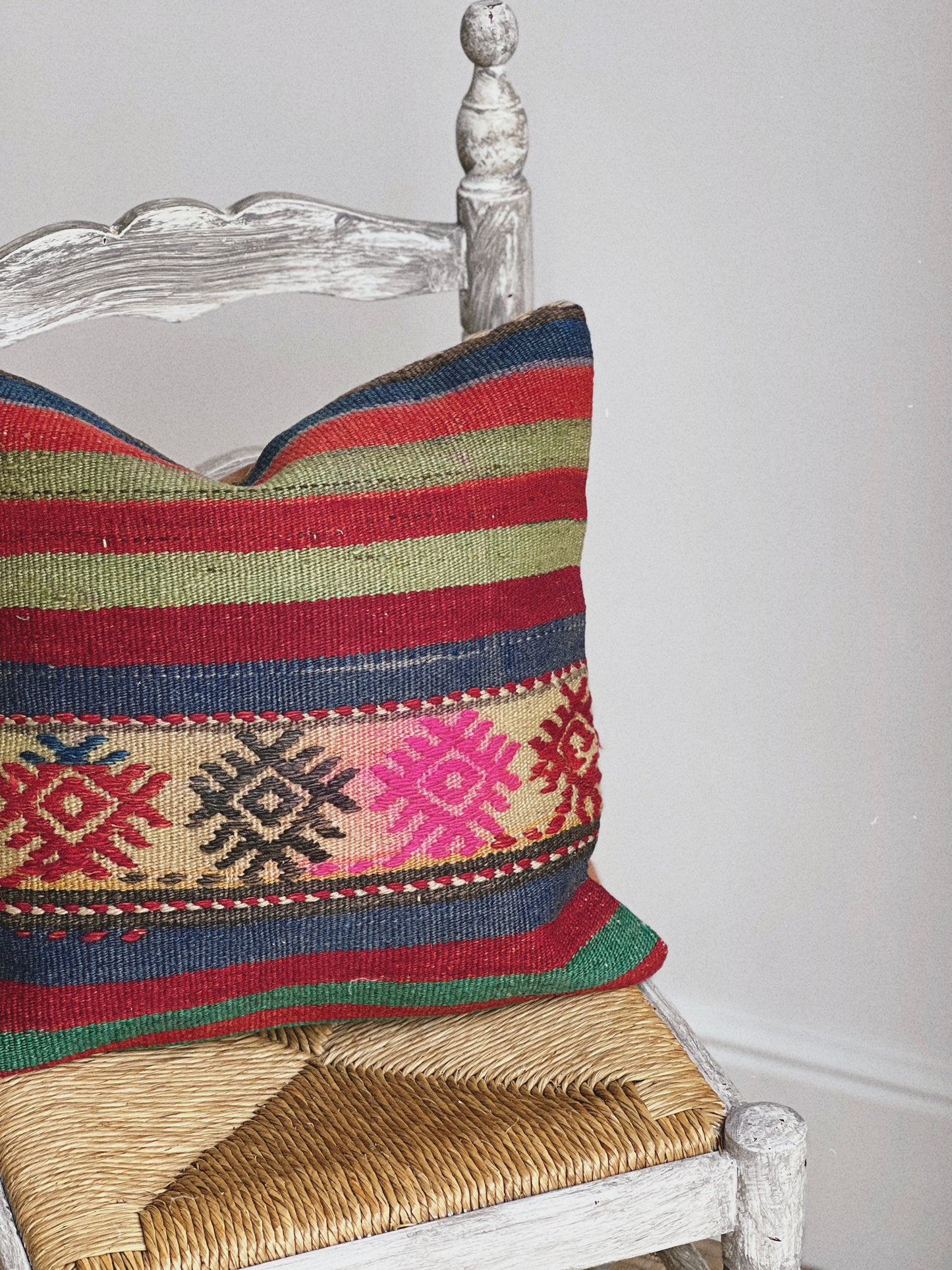 CORAL BRONZE FLORAL BLOCK PRINT RUFFLE CUSHION