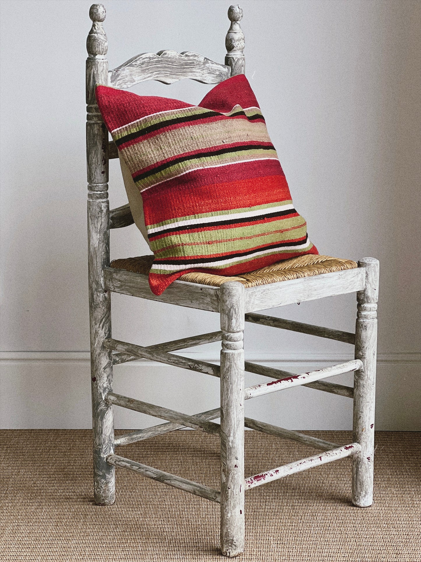 CORAL BRONZE FLORAL BLOCK PRINT RUFFLE CUSHION