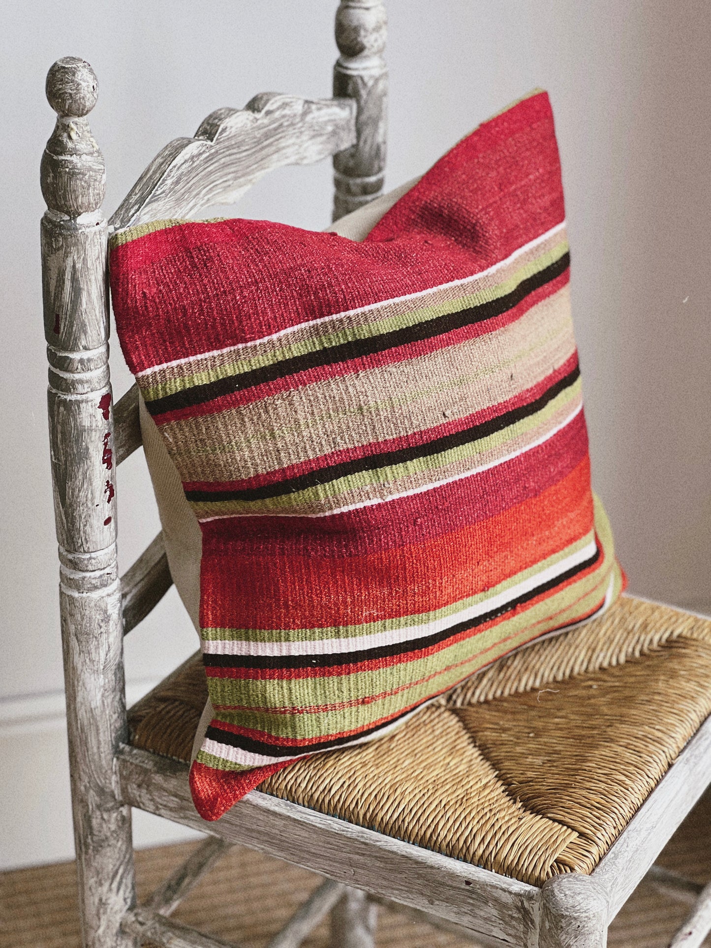 CORAL BRONZE FLORAL BLOCK PRINT RUFFLE CUSHION