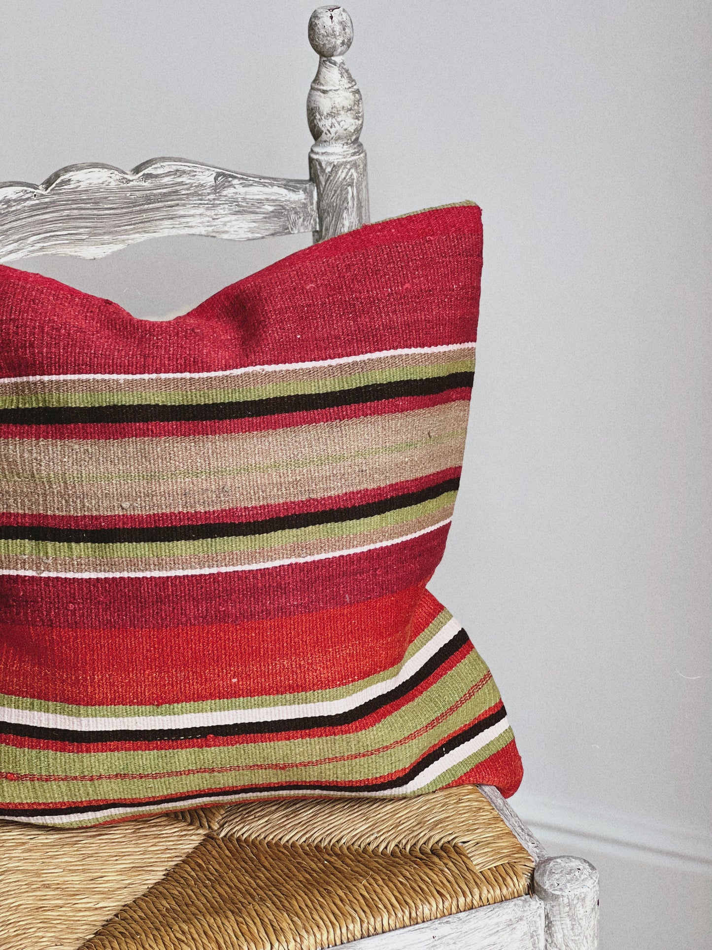 CORAL BRONZE FLORAL BLOCK PRINT RUFFLE CUSHION