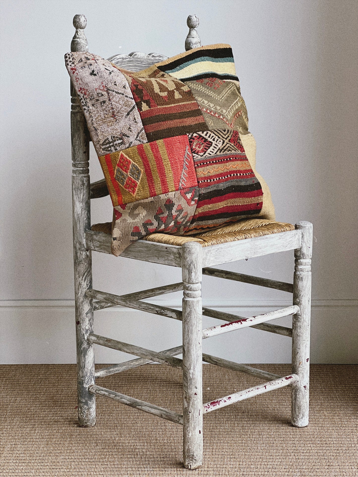 CORAL BRONZE FLORAL BLOCK PRINT RUFFLE CUSHION