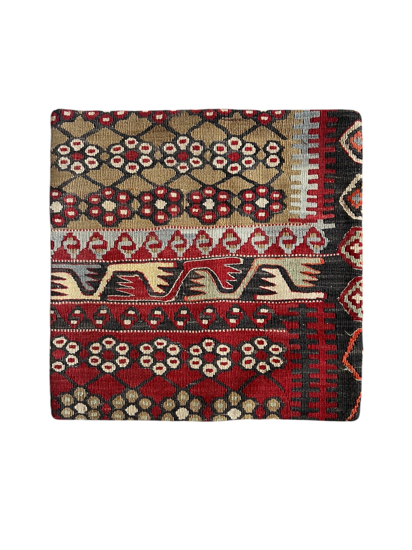 CORAL BRONZE FLORAL BLOCK PRINT RUFFLE CUSHION