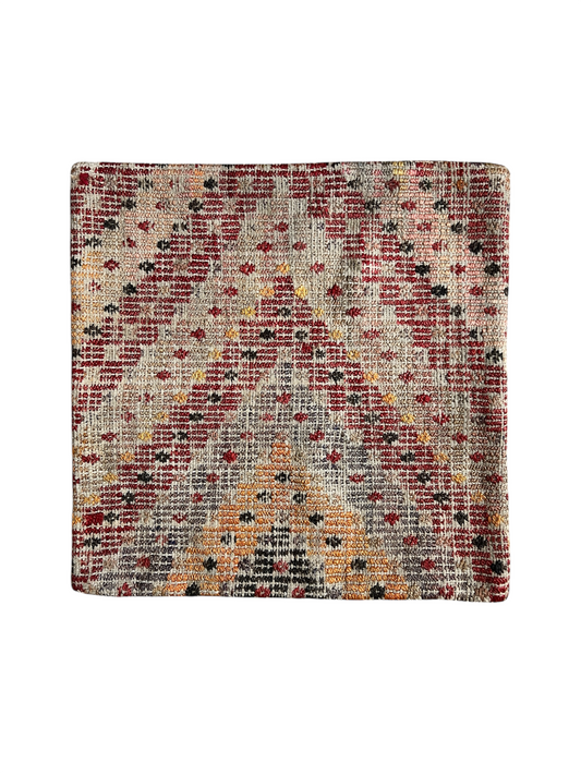 CORAL BRONZE FLORAL BLOCK PRINT RUFFLE CUSHION