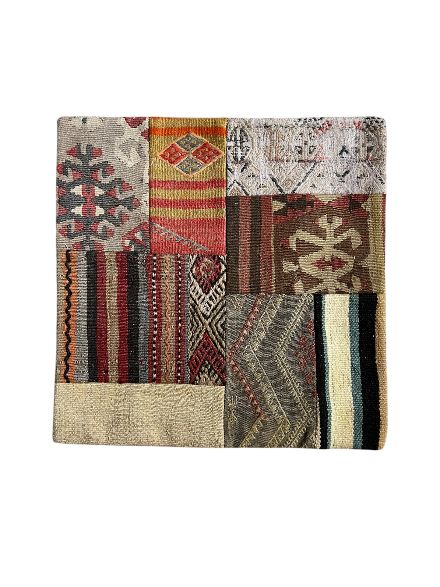 CORAL BRONZE FLORAL BLOCK PRINT RUFFLE CUSHION