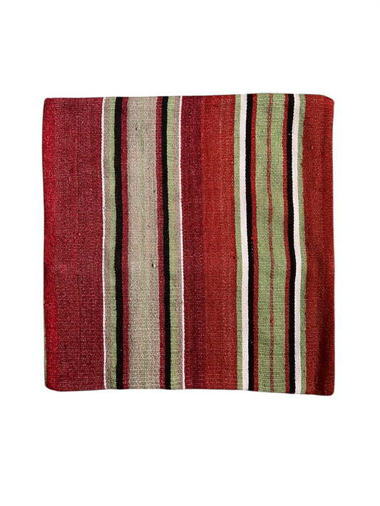 CORAL BRONZE FLORAL BLOCK PRINT RUFFLE CUSHION