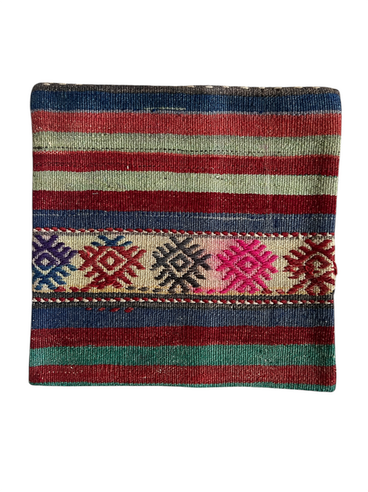 CORAL BRONZE FLORAL BLOCK PRINT RUFFLE CUSHION