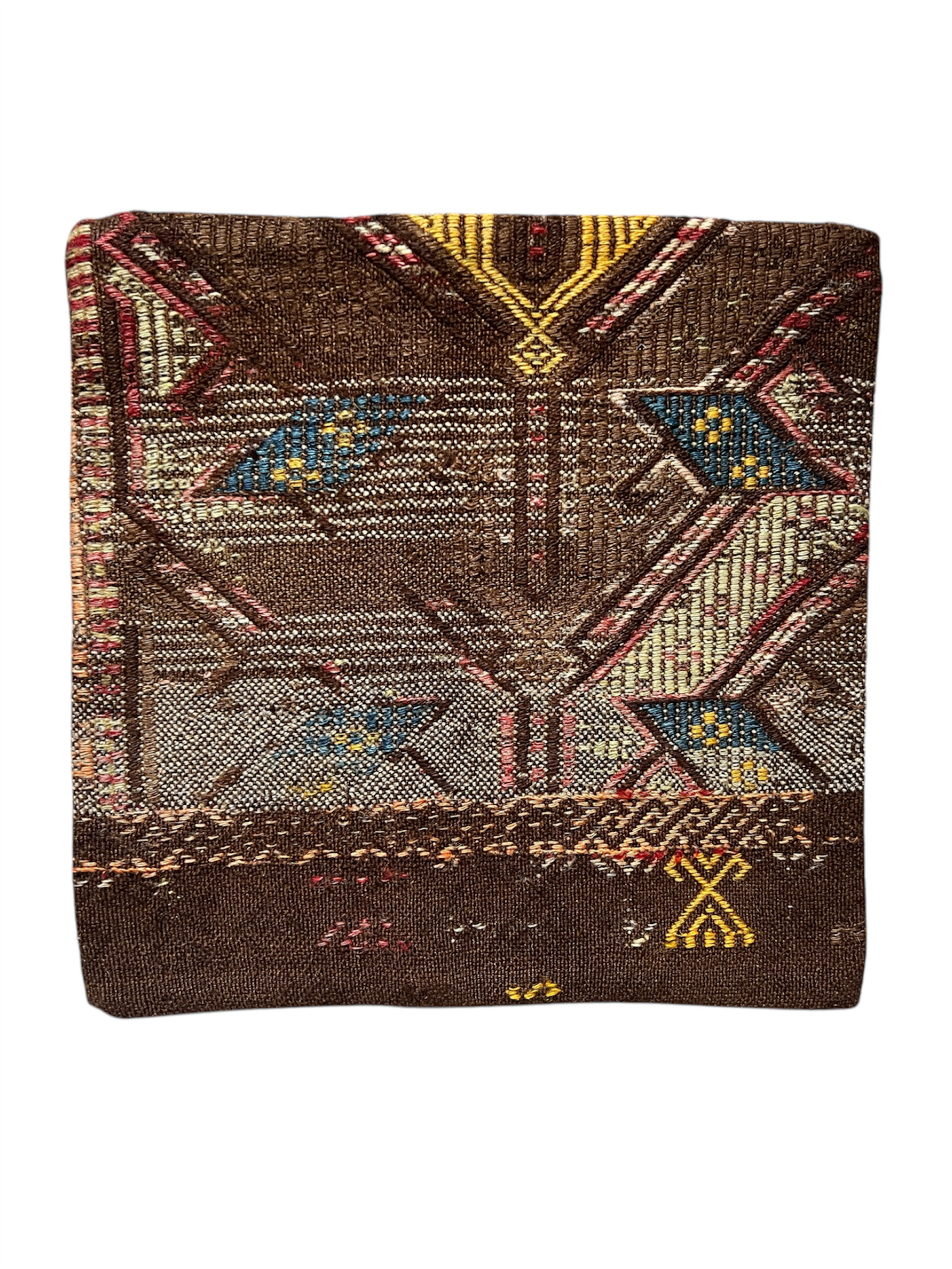 CORAL BRONZE FLORAL BLOCK PRINT RUFFLE CUSHION