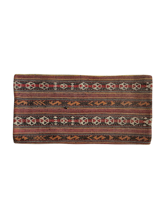 CORAL BRONZE FLORAL BLOCK PRINT RUFFLE CUSHION